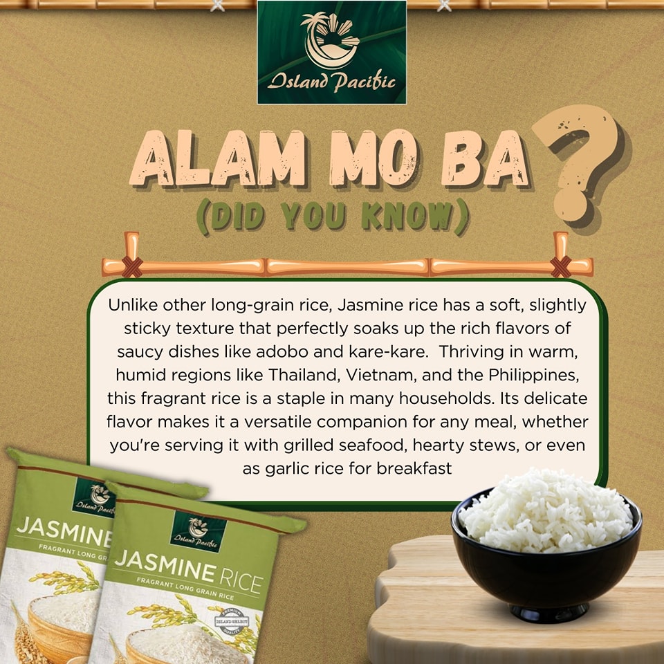 Island - Did you know? 🤔🍚 Jasmine rice has a soft, slightly sticky ...