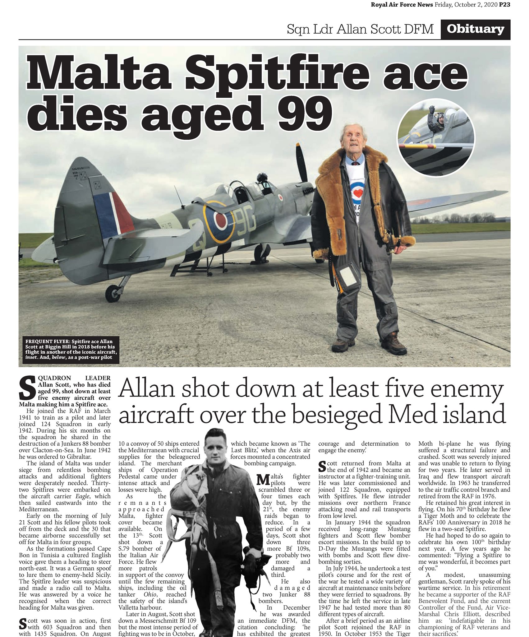 RAF - Obituary Sqn Ldr Allan Scott DFM SQUADRON LEADER Allan Scott 