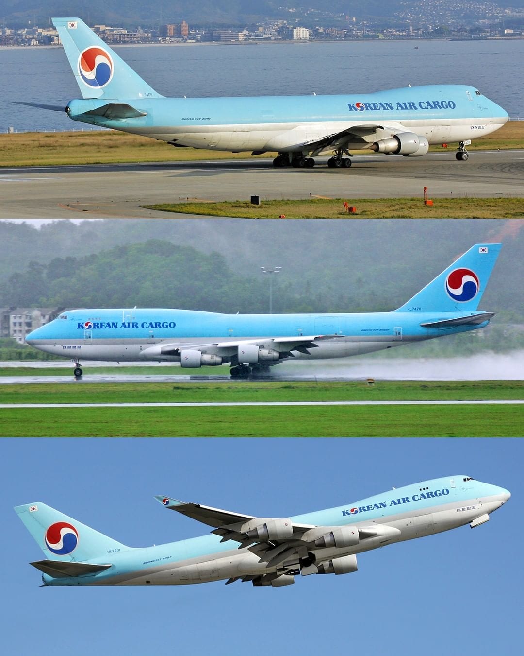 Three versions of the 747 operating for Korean Air Cargo. The 747