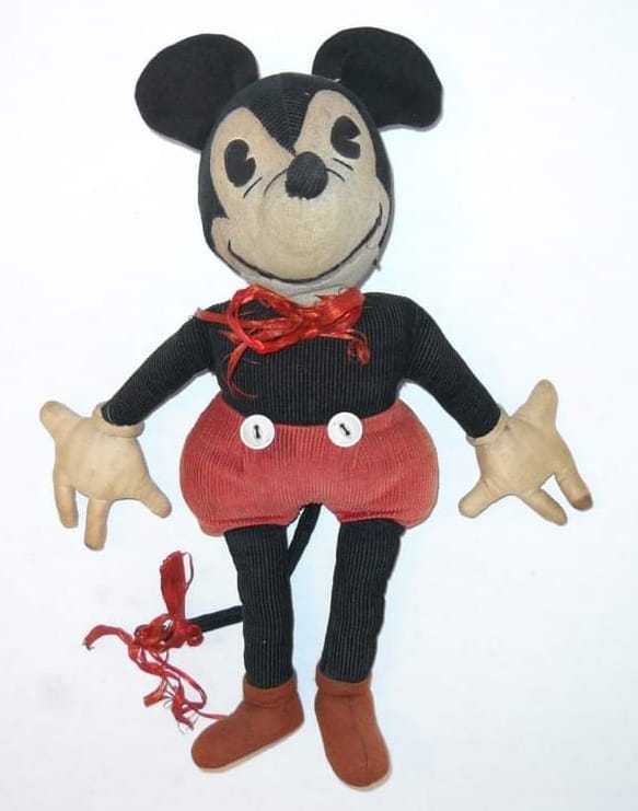 Vintage 1930's Mickey Mouse plush stuffed toy doll by Deans Rag