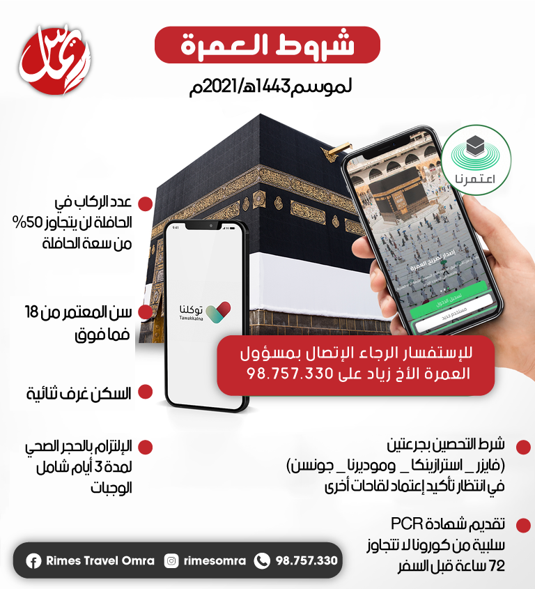 للقادمين من خارج السعودية شروط التقديم لأداء مناسك العمرة 2021 1443