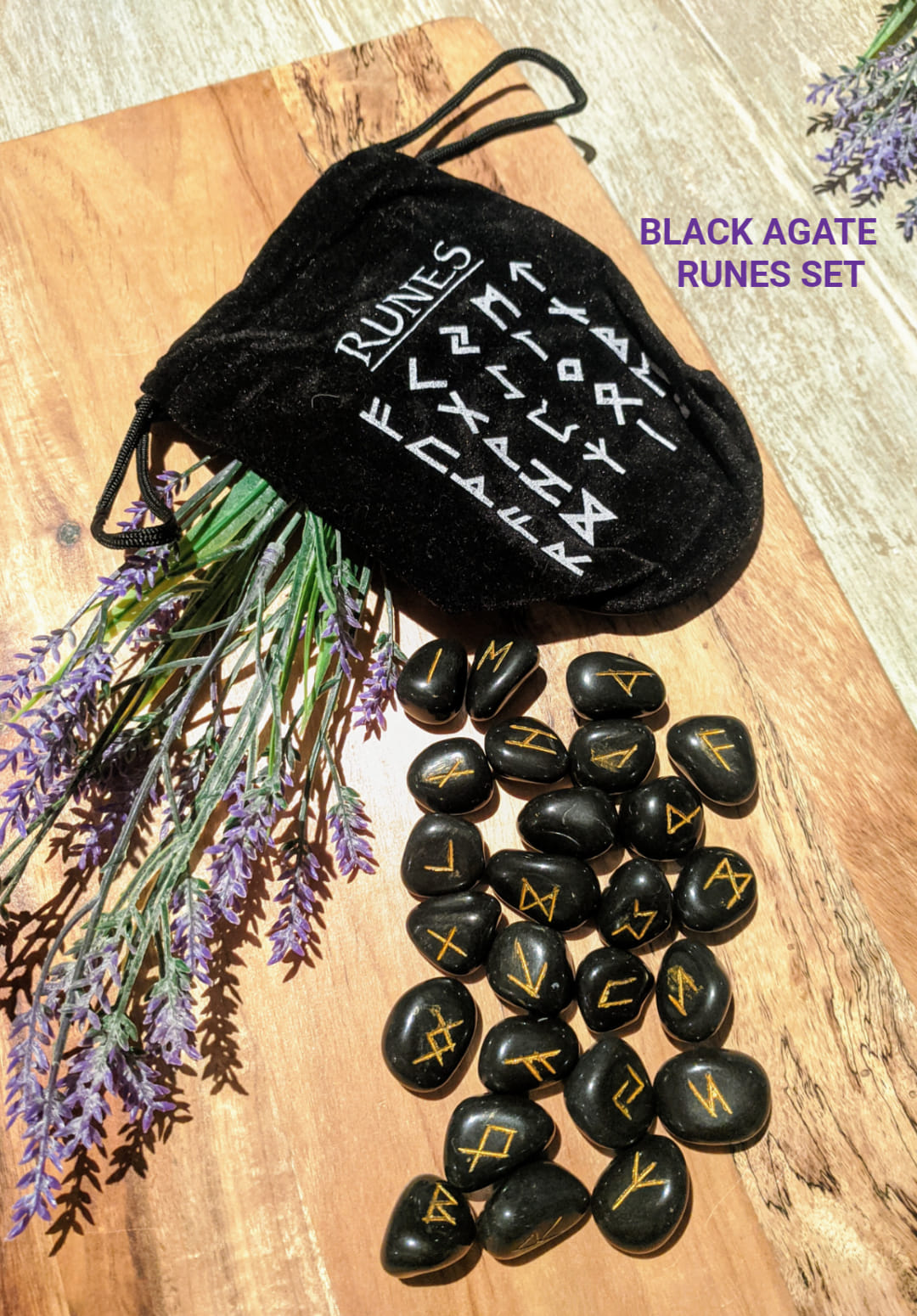 💢 Black Agate Runes Set 💢... - New Moon Crystals with Belinda