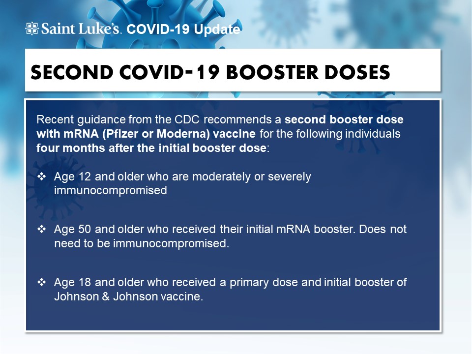 Saint Luke's Health System - Recent guidance from the CDC recommends a ...