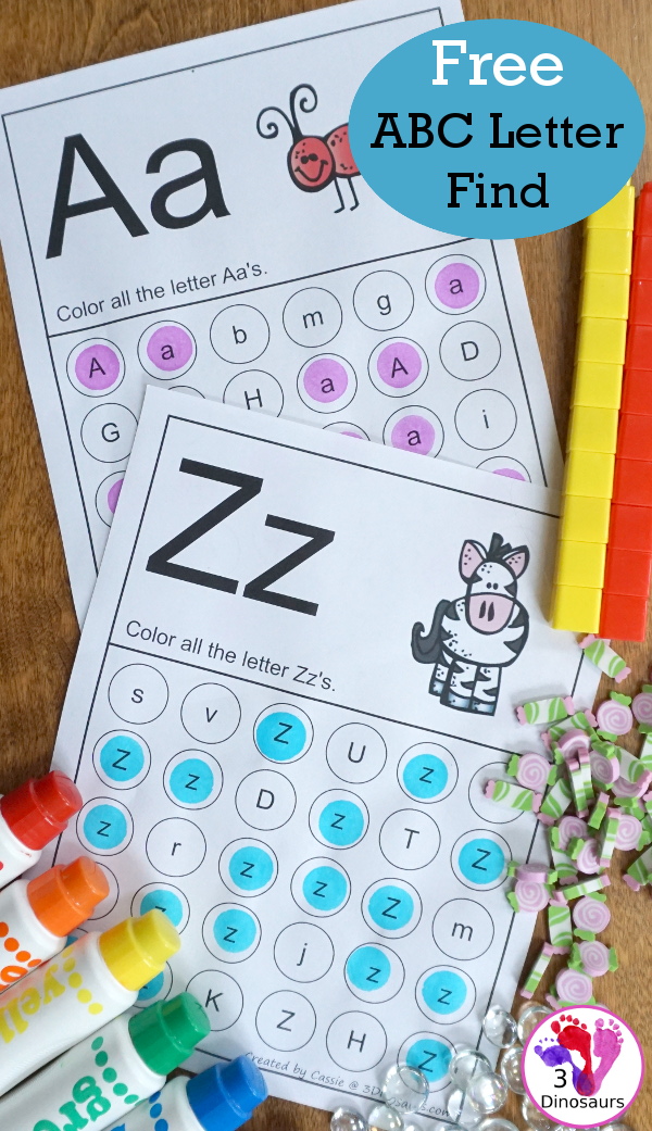 3 Dinosaurs - A great ABC printable!...