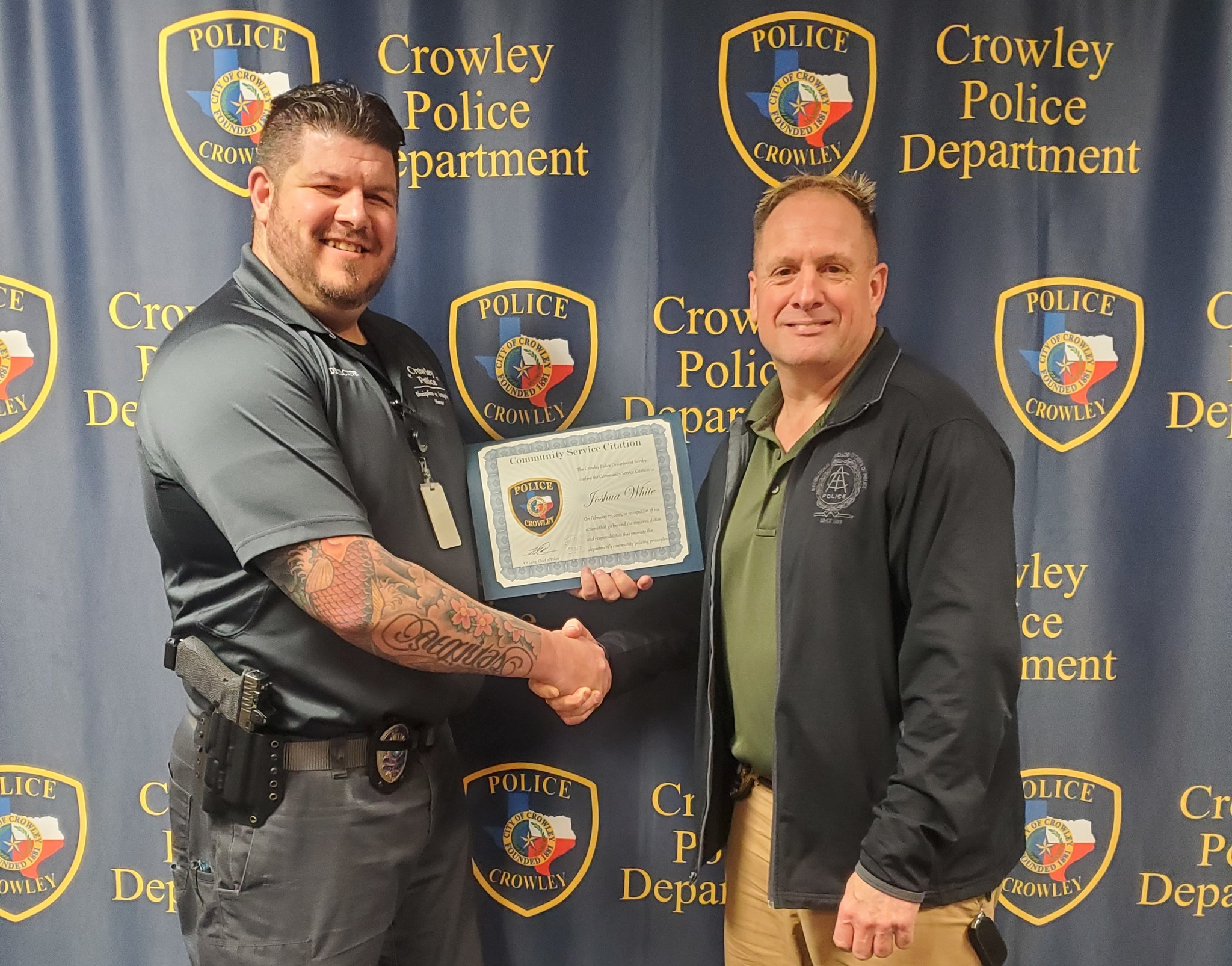 Congratulations to Officer Joe Okos who received this year's