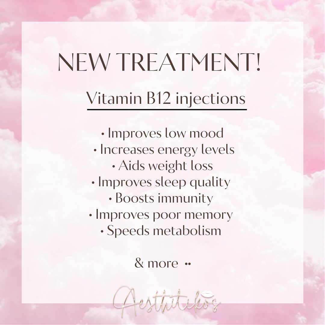 Now taking bookings for Vitamin B12 injections 💉 Consultation needed Message for enquiries and appointments ▪️ Chesterfield, Derbyshire ✔️ NMC Registered Paediatric Nurse ✔️ Advanced Aesthetic Nurse ✔️ Close working with prescribers