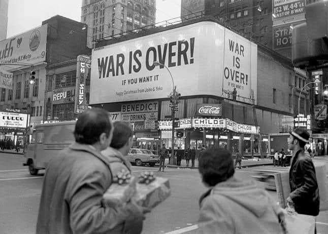 John Lennon and Yoko Ono's 'War is Over' billboard in Times Square