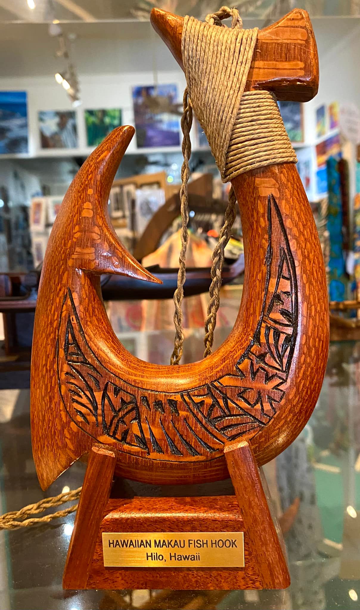 carve fish hooks Hand Carved Burau Hook on a Miro Wood Stand  Pitkern Island Artisan Gallery This piece measures approximately 15 inches tall and 8 inches Hawaii artist carves stone makau