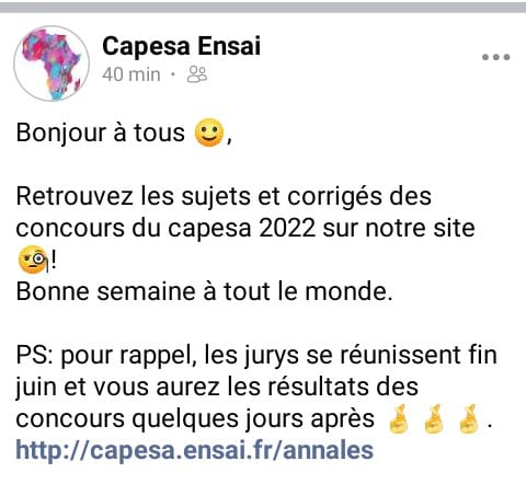 Les corrigés des sujets du concours... - Tous Statisticiens | Facebook