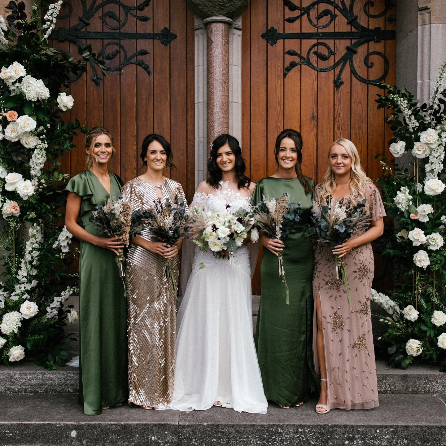 folkster bridesmaid dresses One of our New gowns in Olive 🌟 . Moira was designed by @kerriewoods_design for @shopfolkster with her own wedding in mind! She choose this stunning Olive shade for her Bridesmaids and satin bridesmaid gown