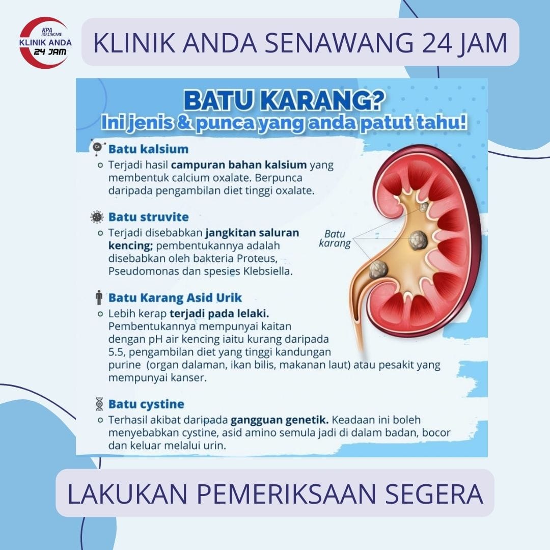 APAKAH SIMPTOM PENYAKIT BATU... - Klinik Anda Senawang 24jam | Facebook