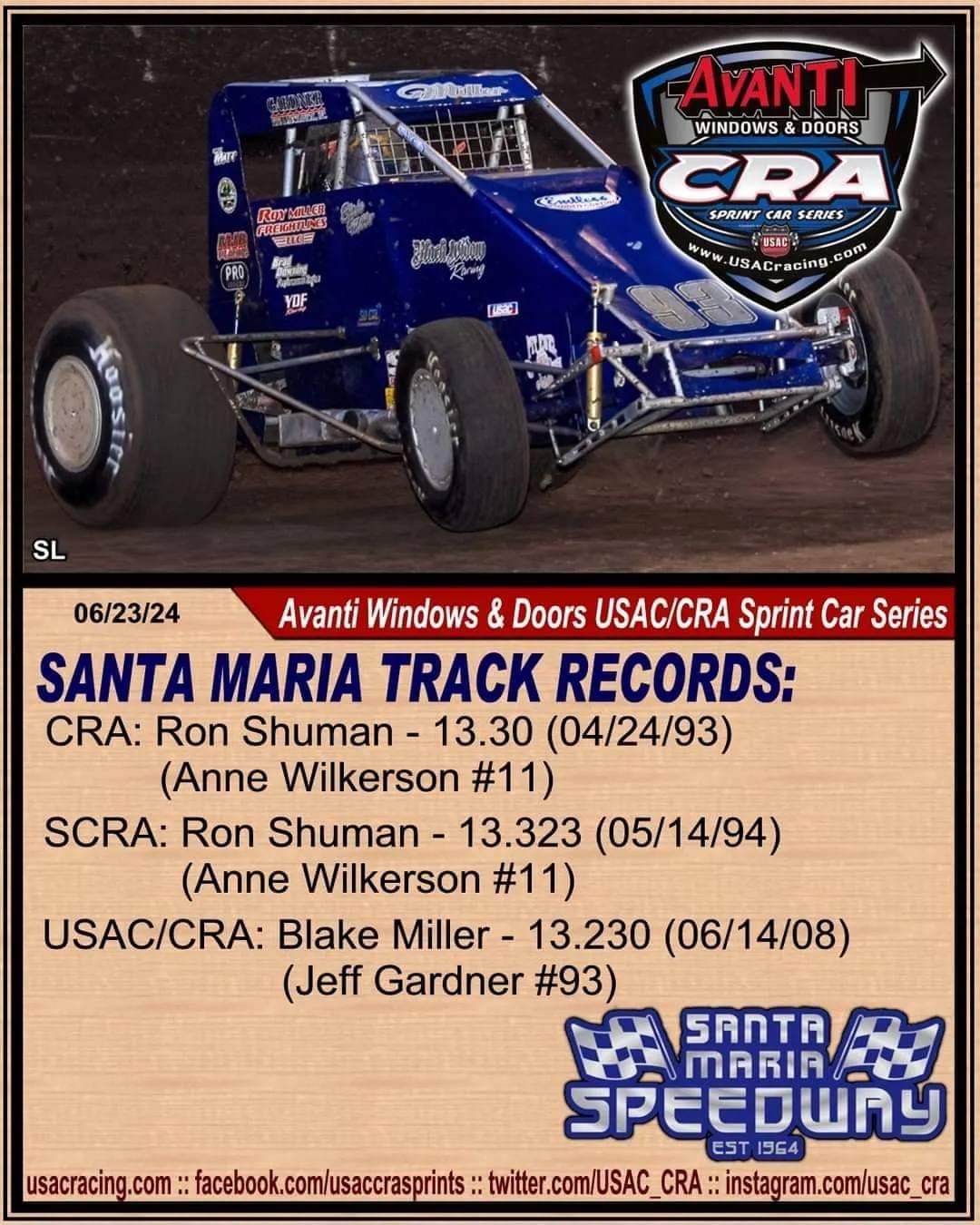 The USAC/CRA track record at... - USAC CRA Sprint Car Series