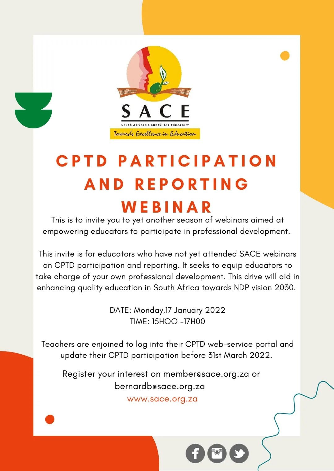 SACE - WEBINAR ALERT | CPTD PARTICIPATION AND REPORTING... | Facebook