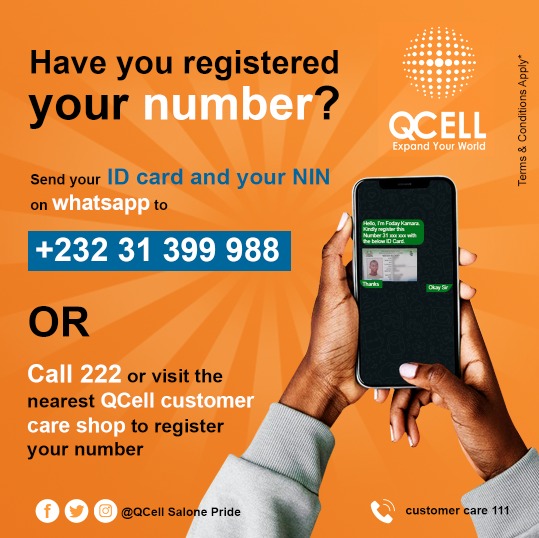 Have you registered your Number? Send... - QCell Salone Pride | Facebook
