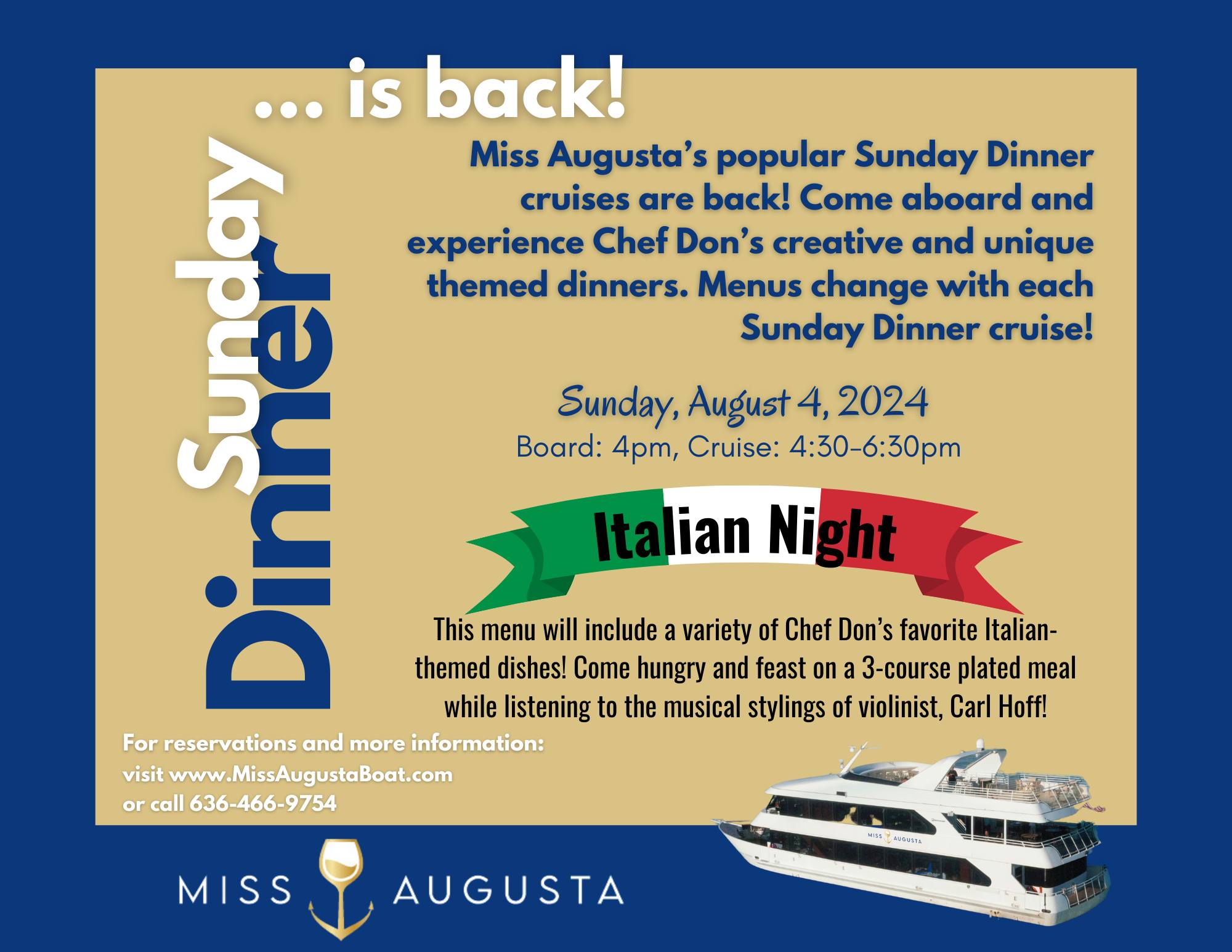 Miss Augusta Cruises | Augusta MO