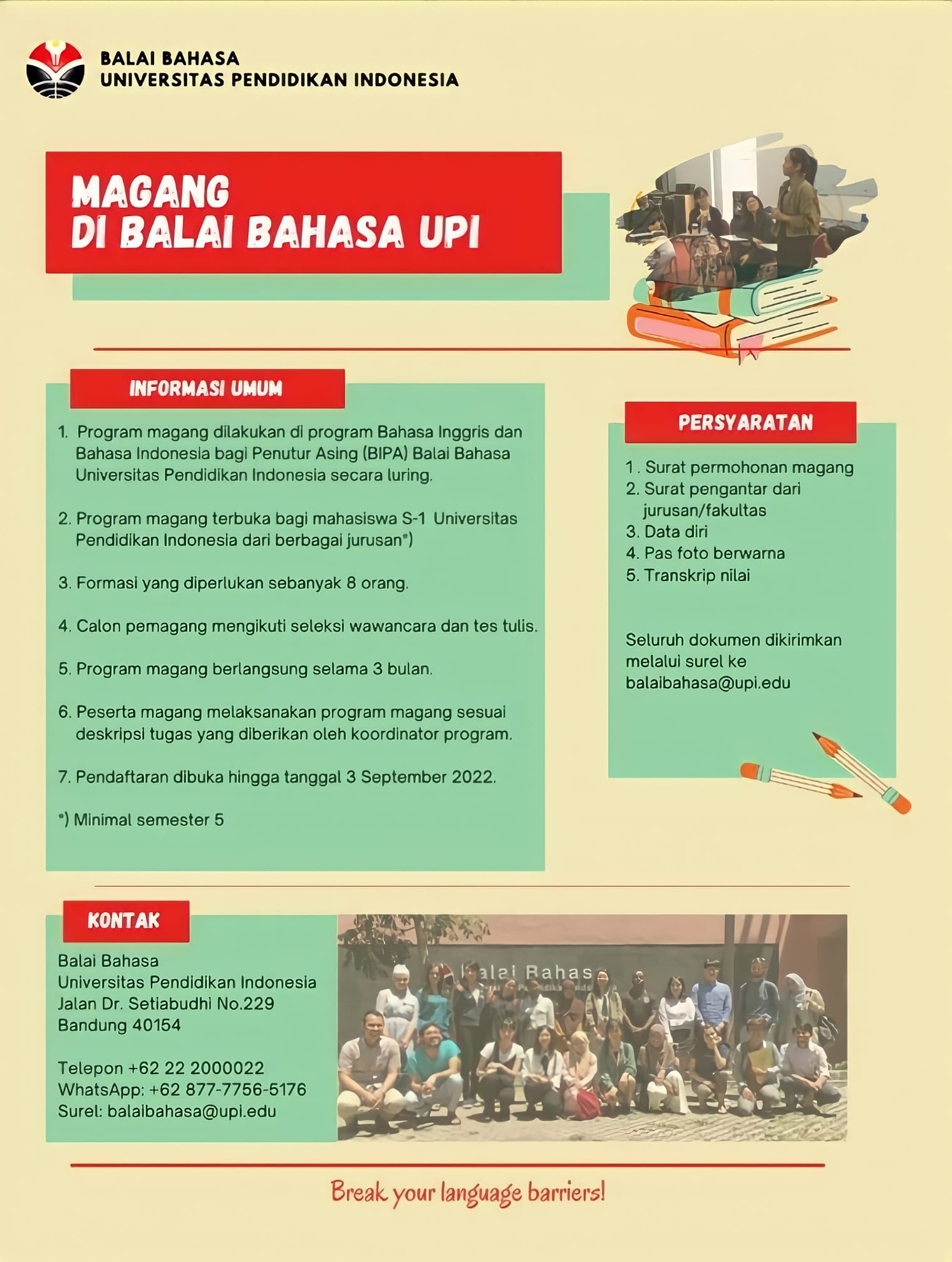 Program magang datang kembali untuk... - Balai Bahasa UPI | Facebook
