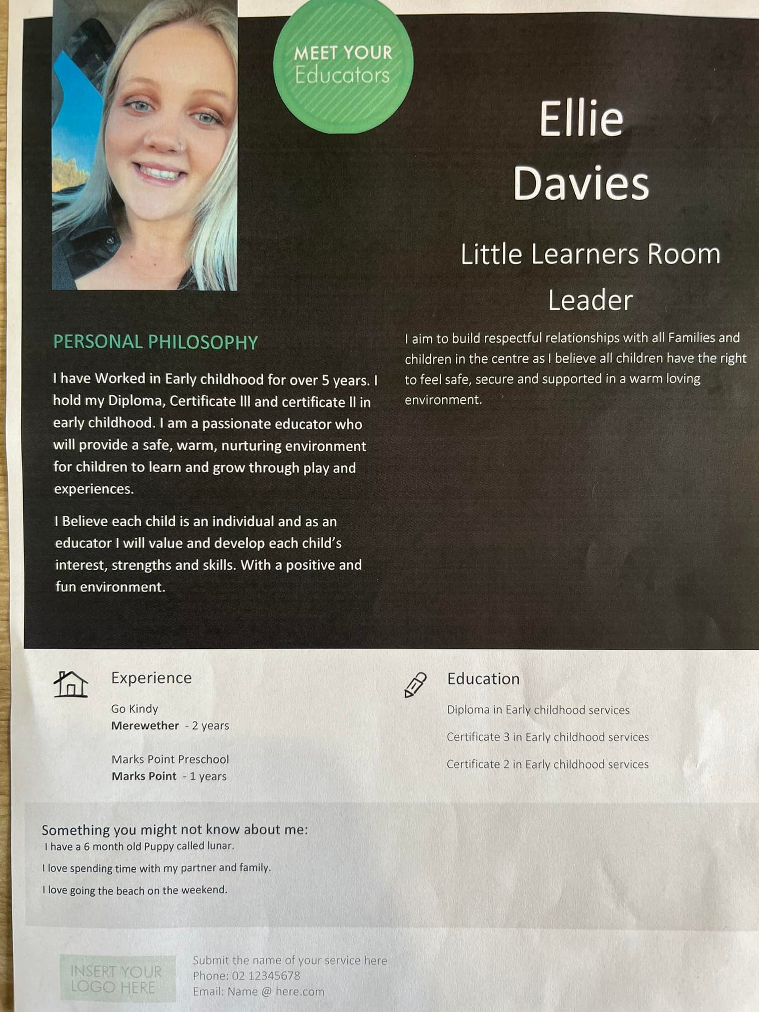 Cardiff ELC - MEET THE EDUCATOR Ellie has joined the... | Facebook