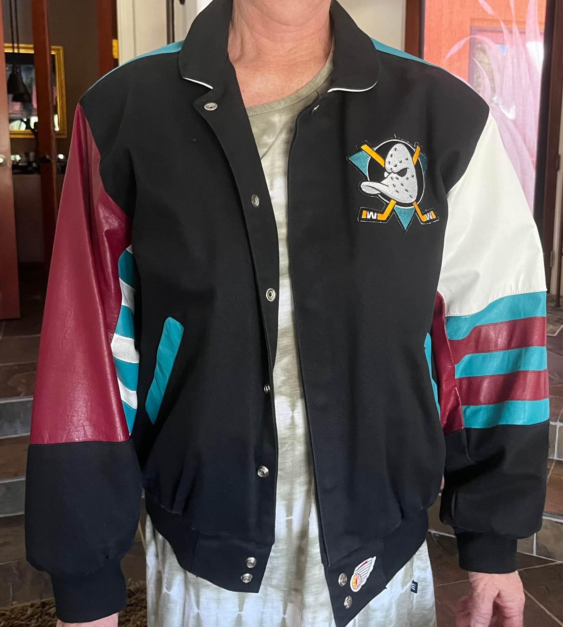 Rare Vintage NHL The Mighty Ducks Leather Jacket 90s Jeff Hamilton 