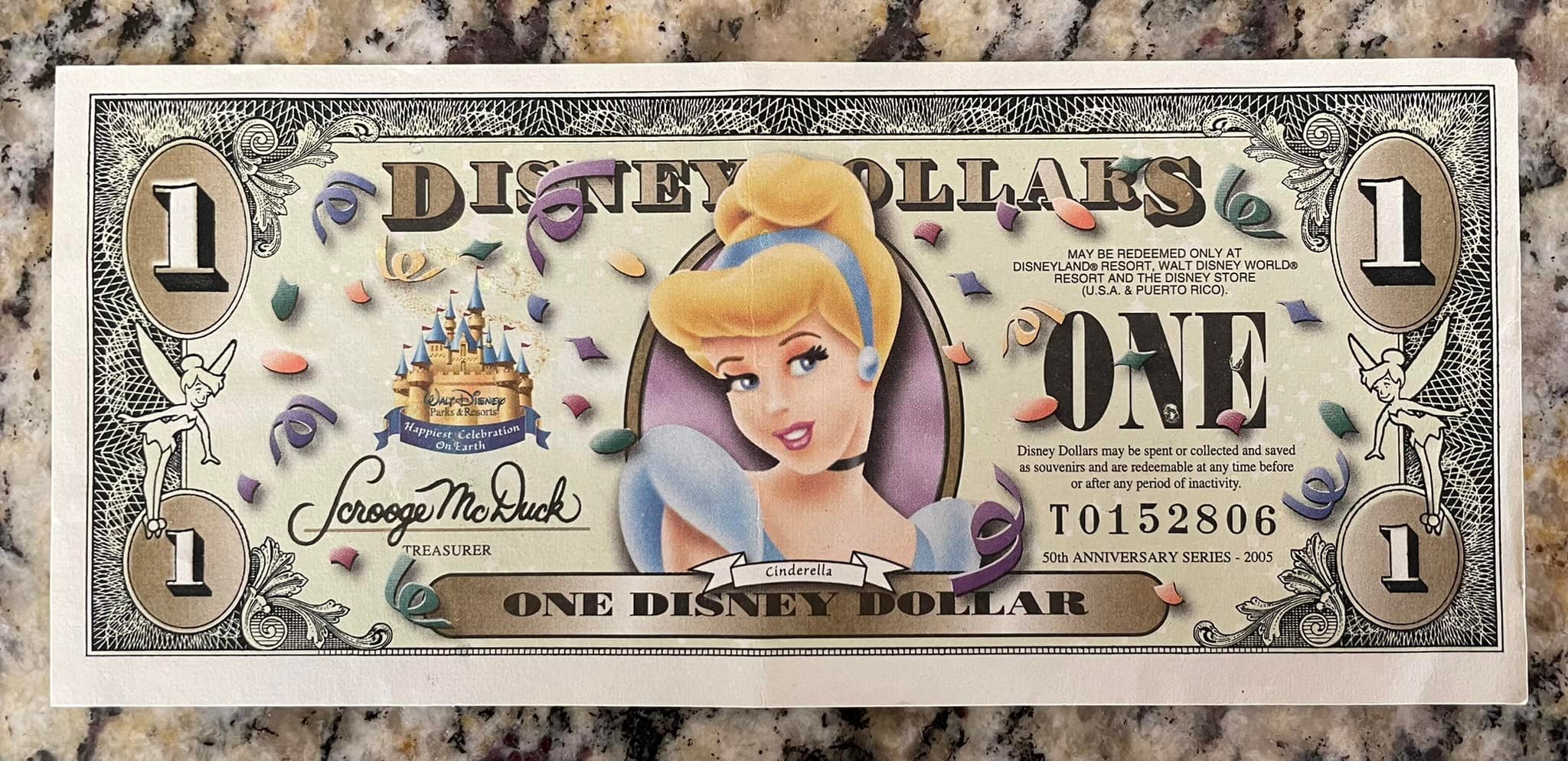 1987 – “Disney Dollars” roll off Mickey's printing press for the