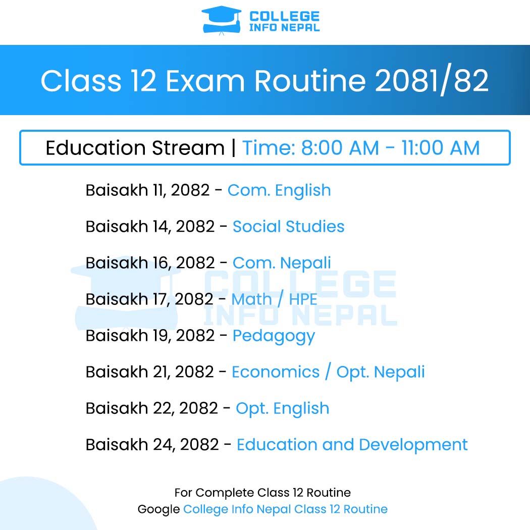 College - Class 12 Exam Routine (Education) 2081 / 2082 - NEB Learn ...