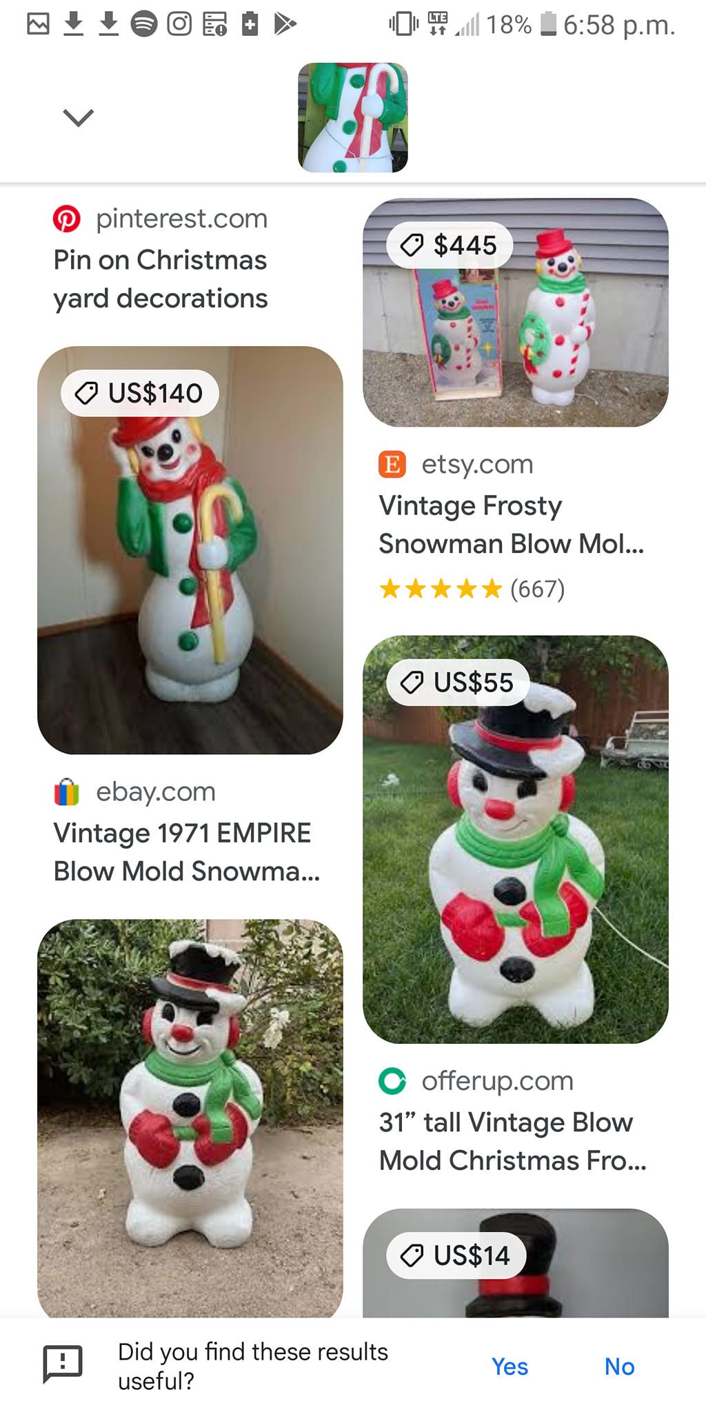 Vintage 1971 Empire snowman blow mold withstands New Jersey winter
