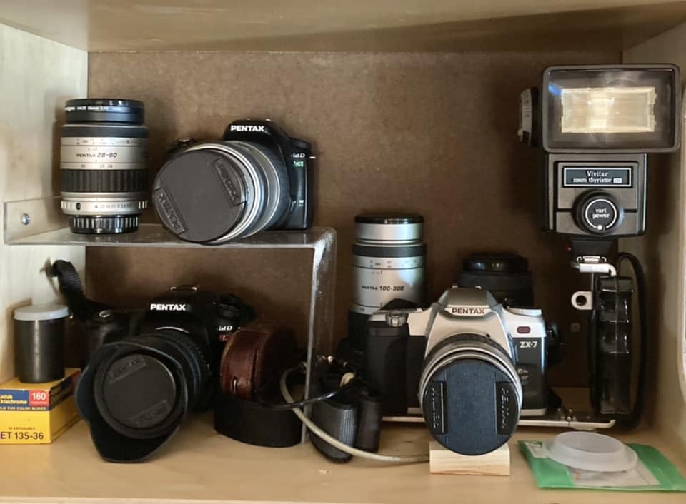 Pentax camera progression from film to digital