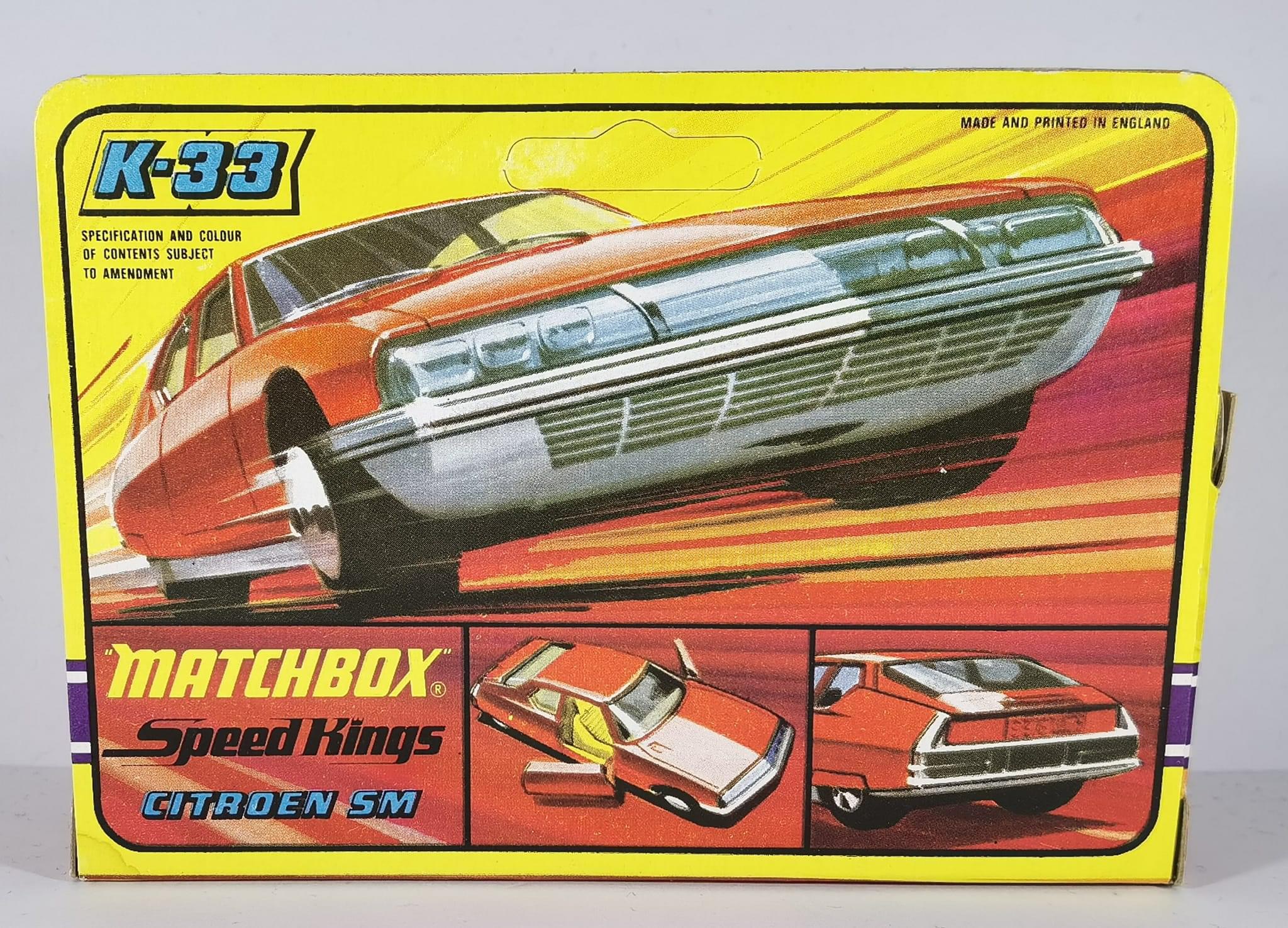 Miniature Matchbox Citroën SM Speed Kings K33 - Échelle 1/43 - Made In England 1971