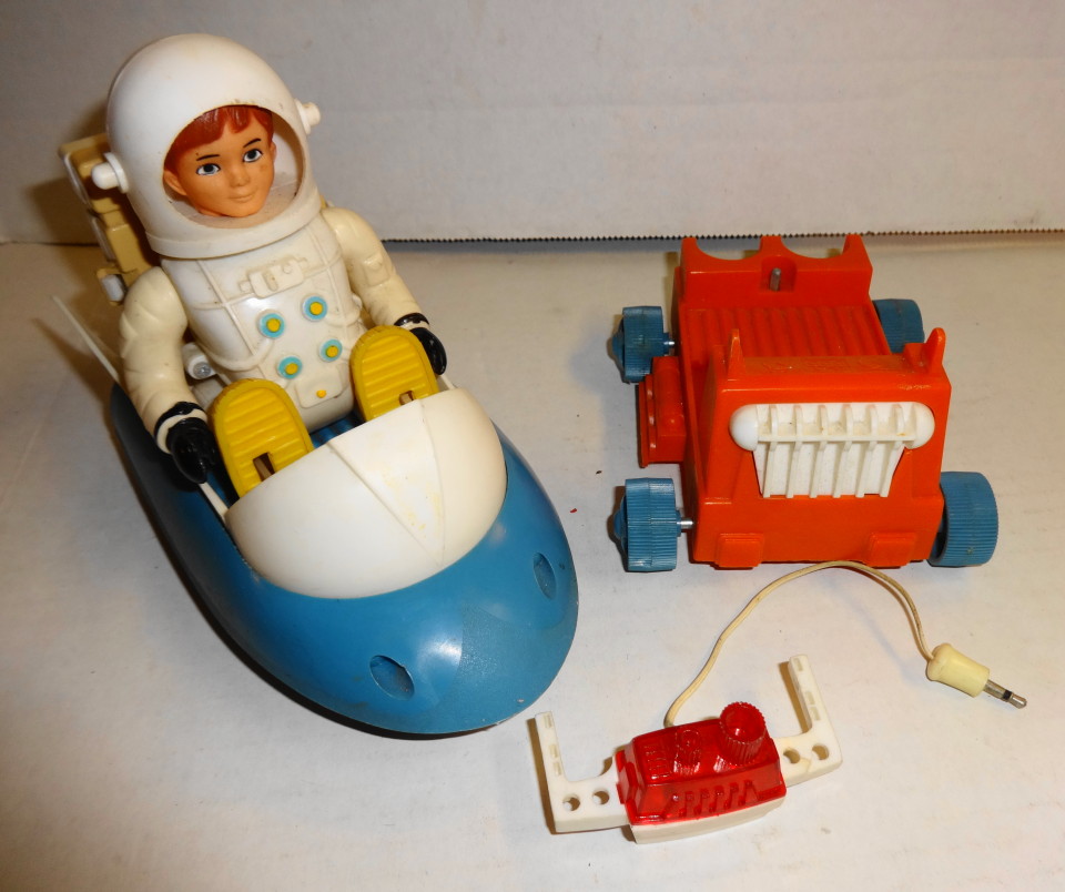 Vintage Moon Scout helicopter toy with spinning lights