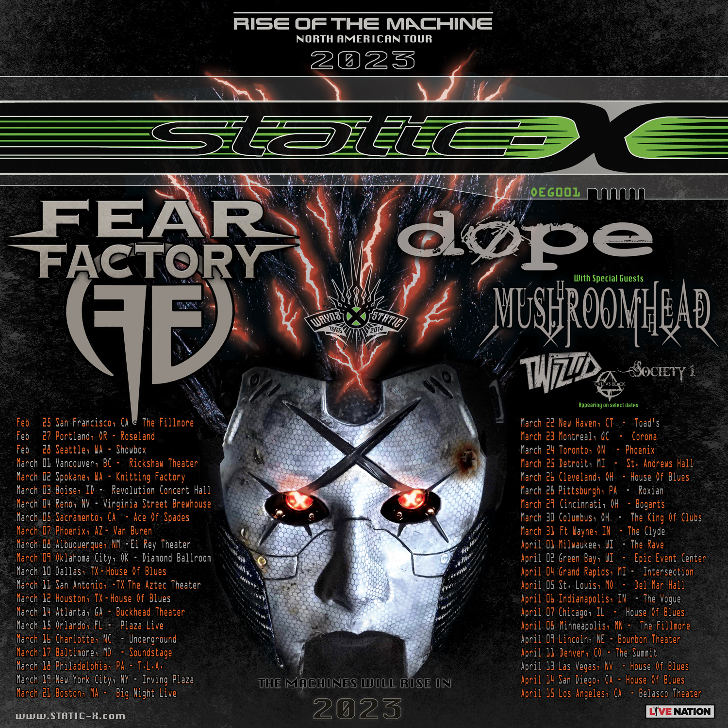 STATIC-X Announce 2026 US Summer Tour Dates With DOPE