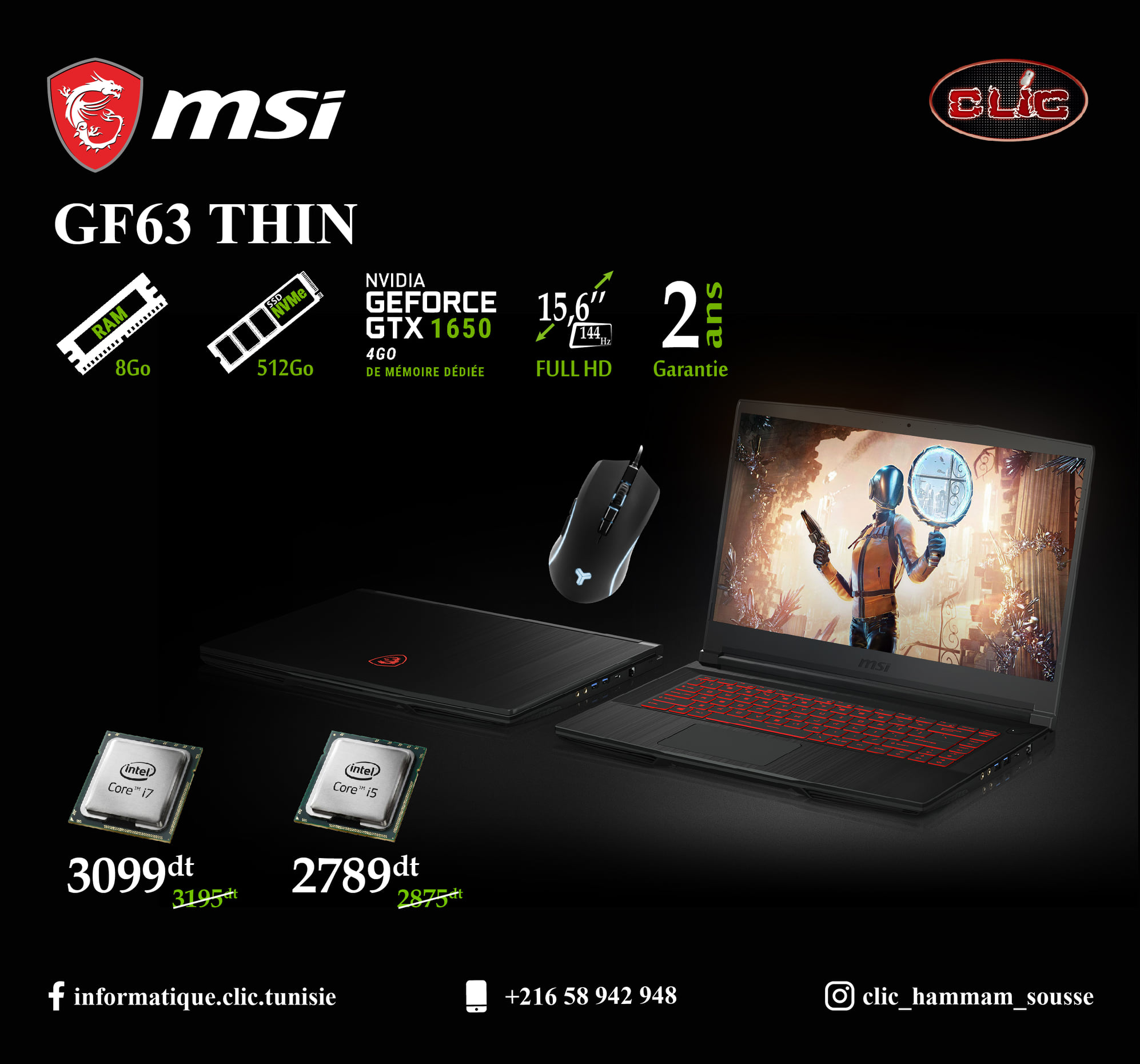 🎉🎉 #Promooo 🤩😍🤑🥳 LAPTOP GAMER #MSI... - CLIC Informatique