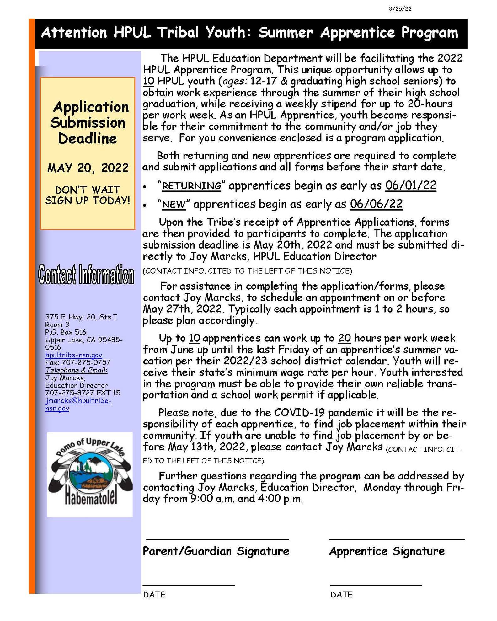 Attention HPUL Youth... - Habematolel Pomo of Upper Lake