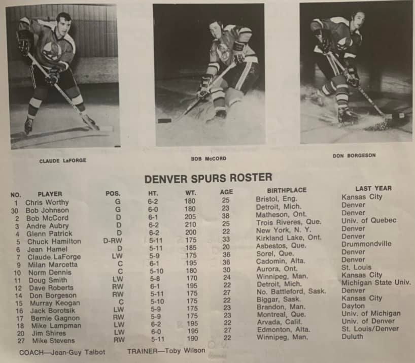 Denver Spurs roster-... - The Old Western Hockey League - WHL