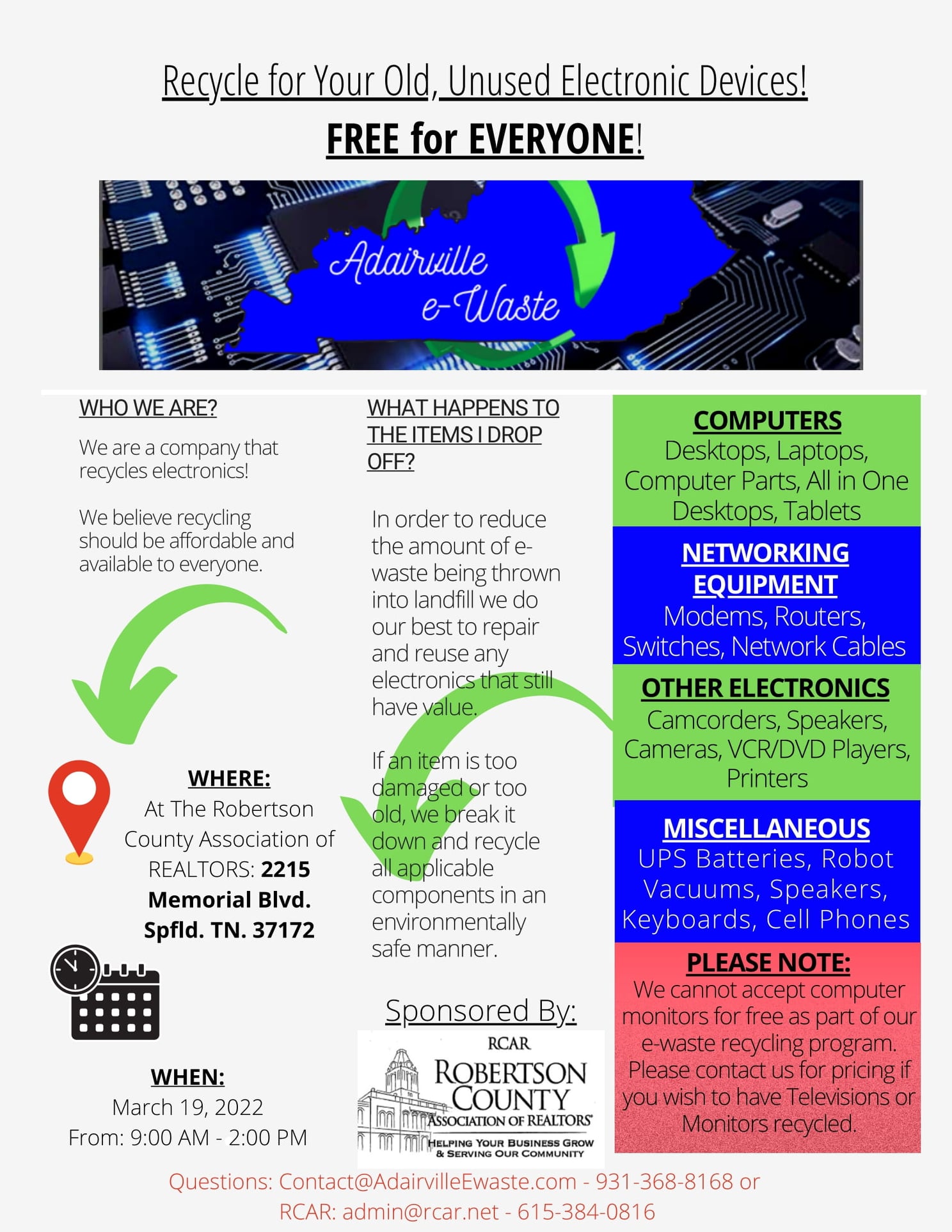 Delete if not allowed. Free Electronic Waste Recycling Roundup for