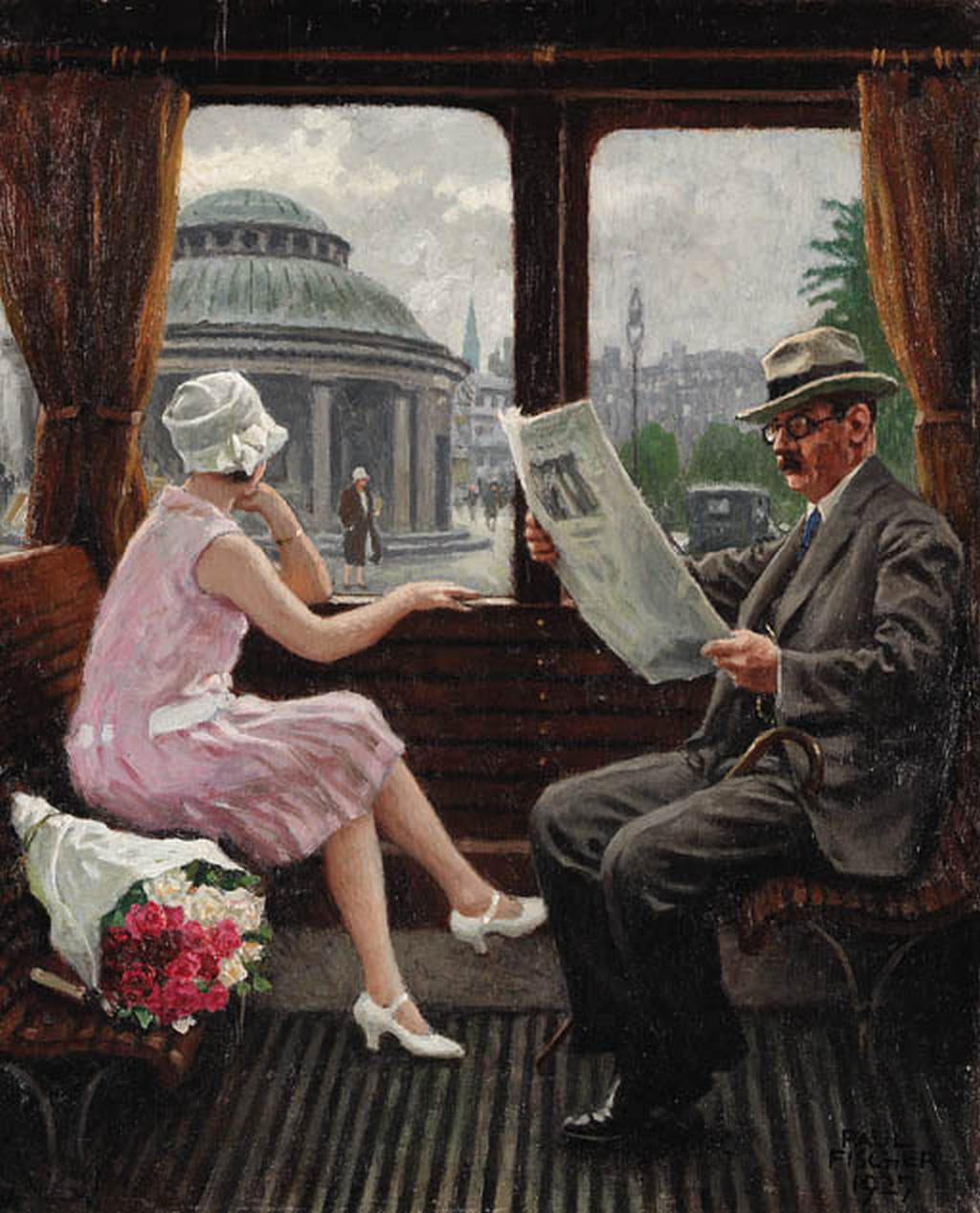 Tableau Original Hans Kruuse (1893-1964) - Scène De Canal à Copenhague, Huile Sur Toile