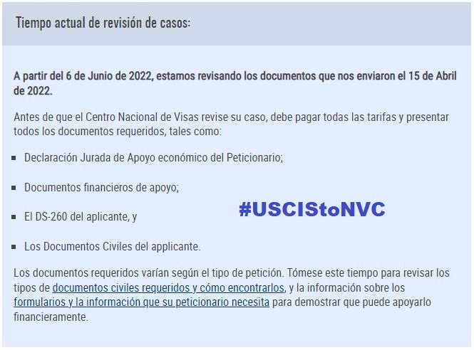 USCIS to NVC Processing Time