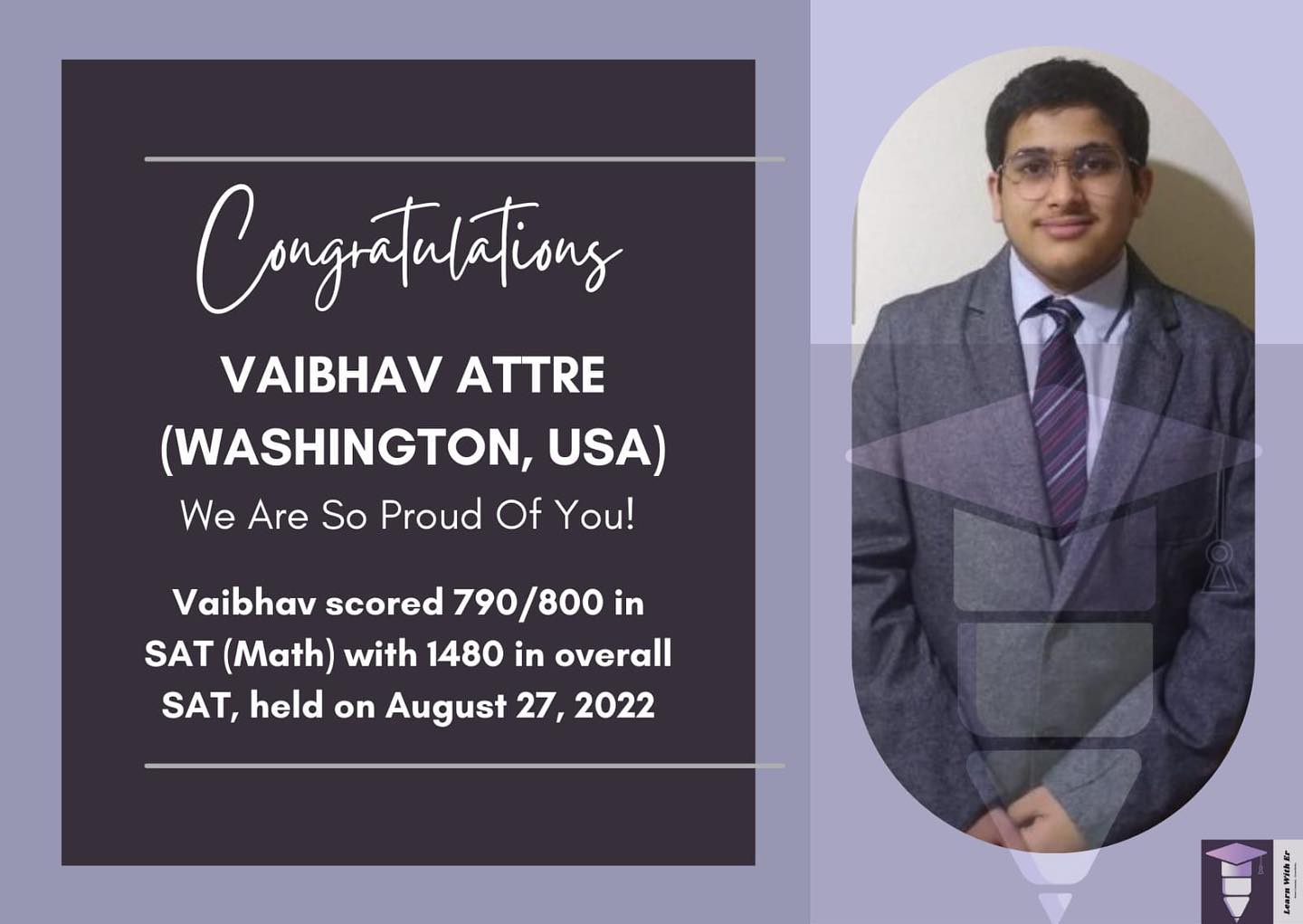 LEARN WITH ER - Congratulations Vaibhav! #sat... | Facebook