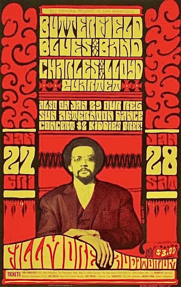 1967 Fillmore Auditorium poster for Paul Butterfield Blues Band