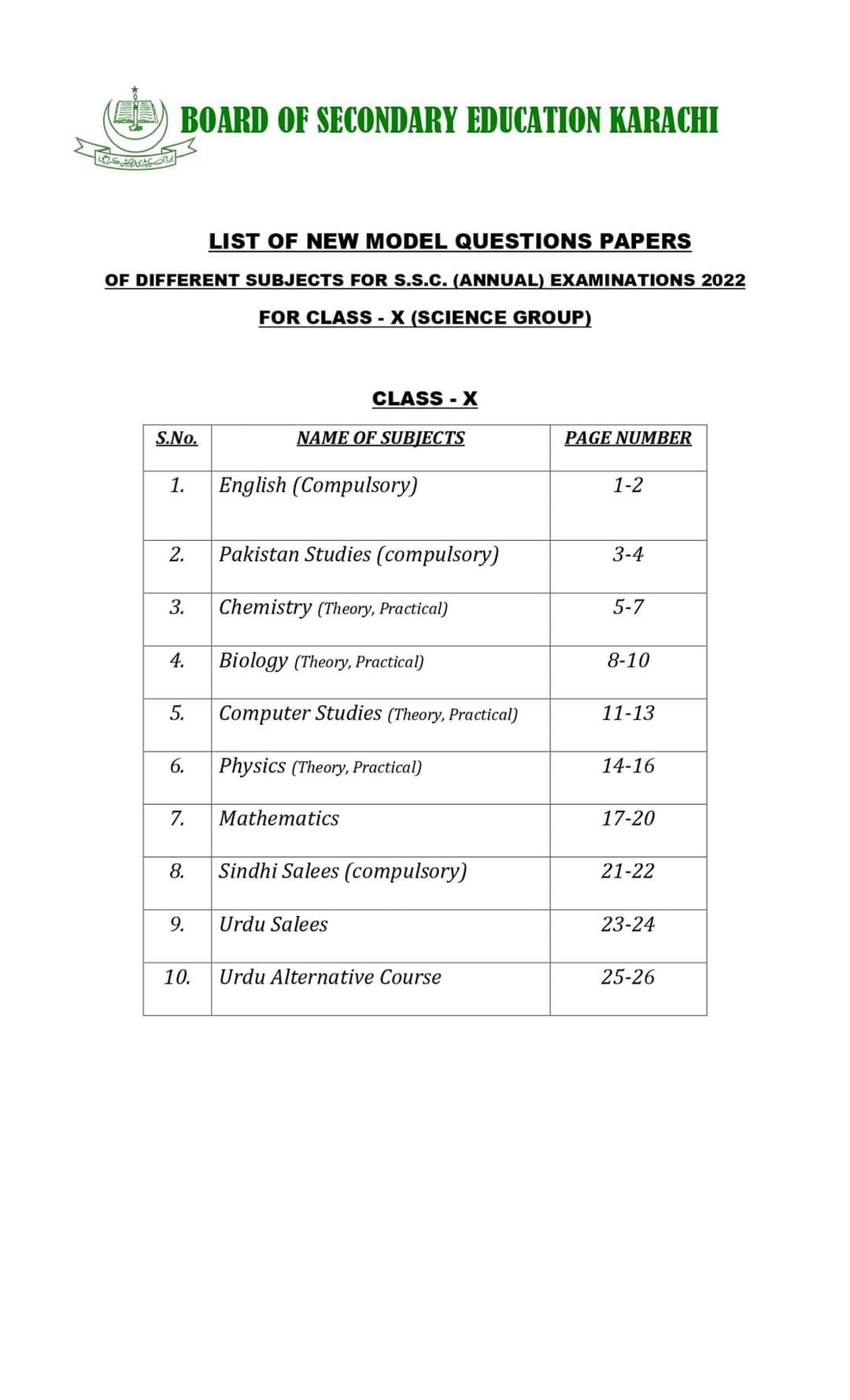 New Model Question Papers for Class X... - Hanif Excellence