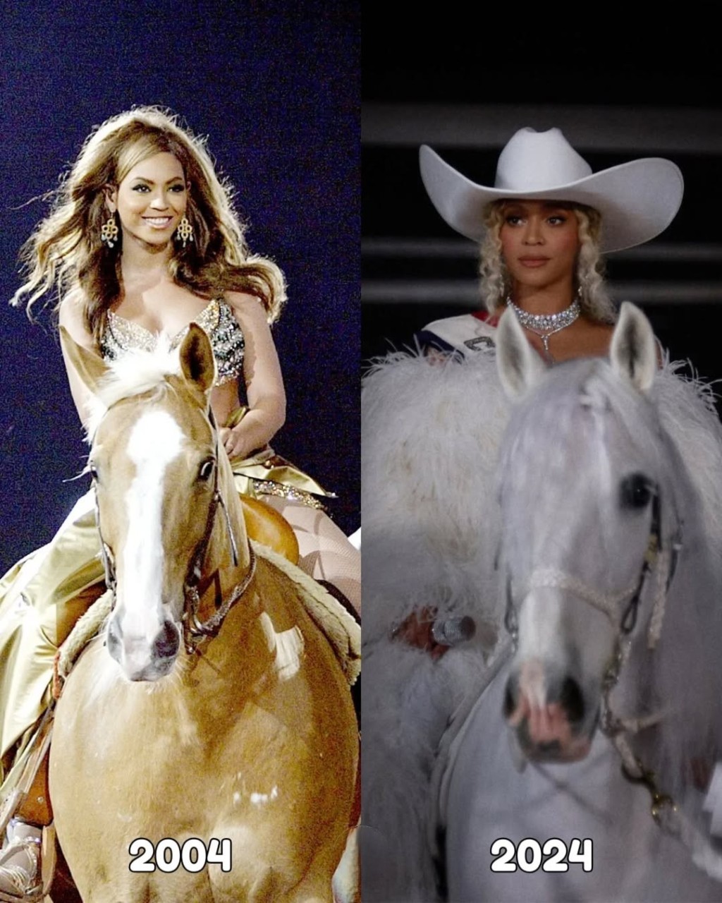 Celeb - 20 years apart! ️🐎 Beyoncé at the Houston Rodeo in 2004 and at ...