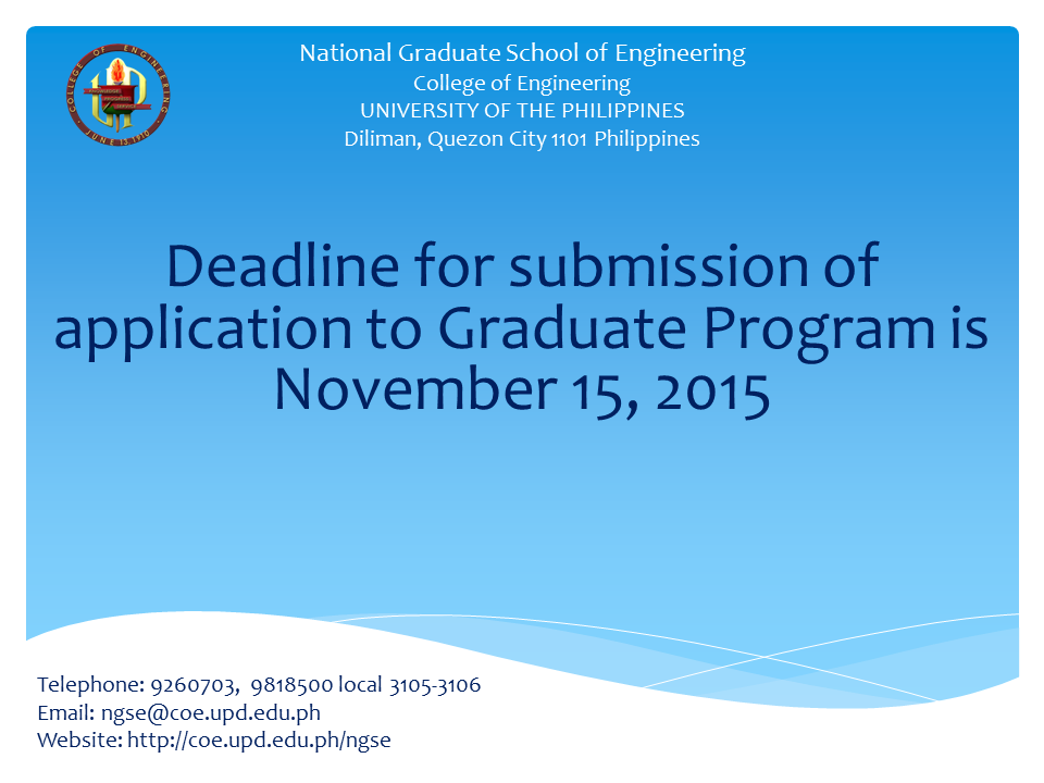 UPD - The National Graduate School of Engineering, UPD College of ...