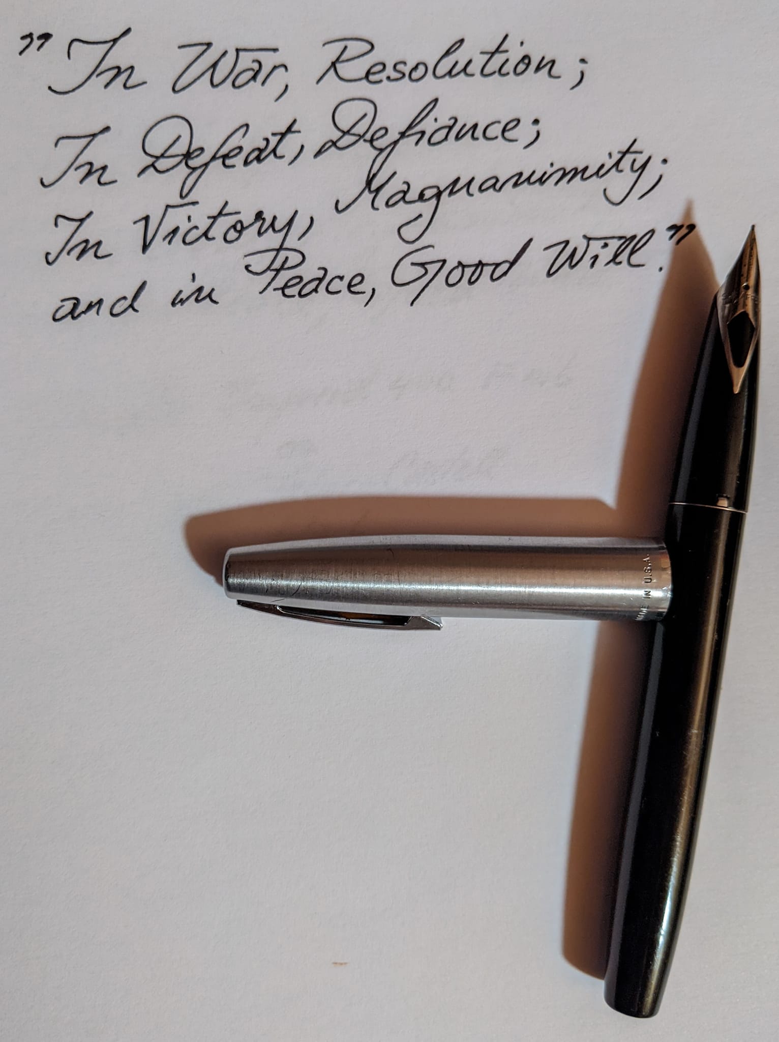 Toying with my new Sheaffer Imperial and remembering this great quote