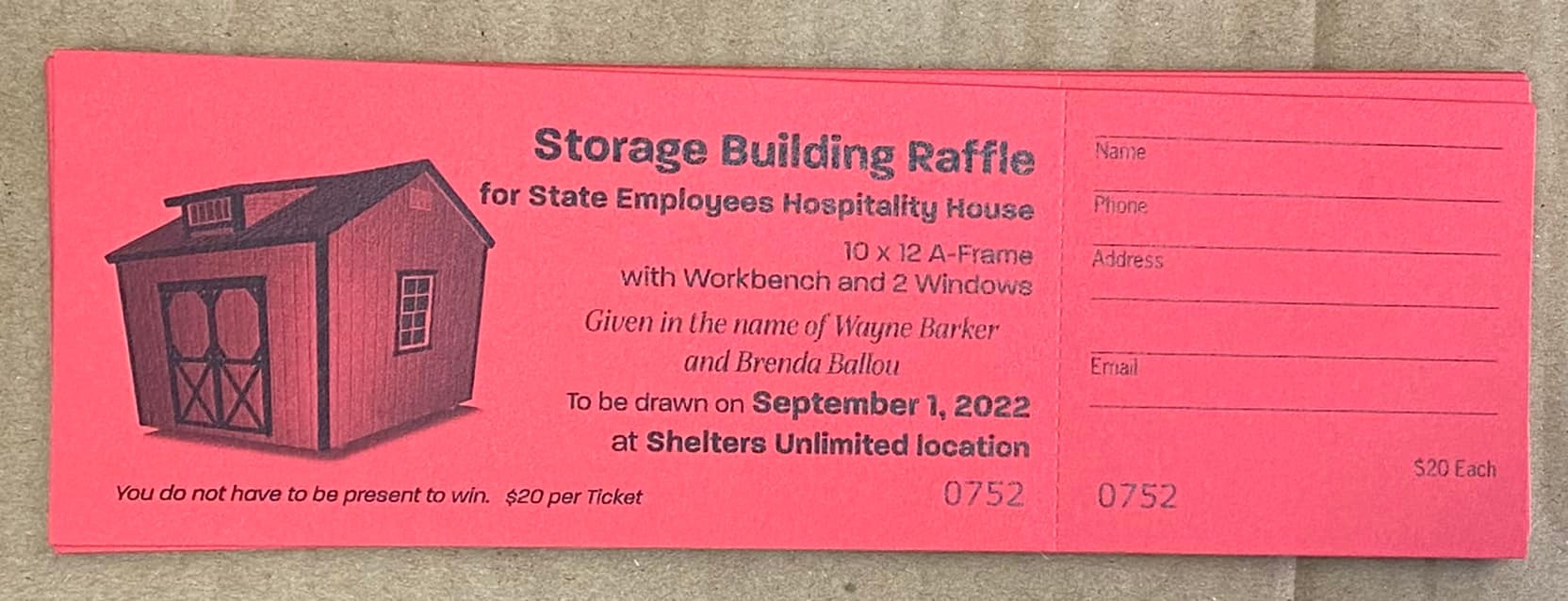 Shelters - Raffle tickets are now available @ Shelters Unlimited and ...