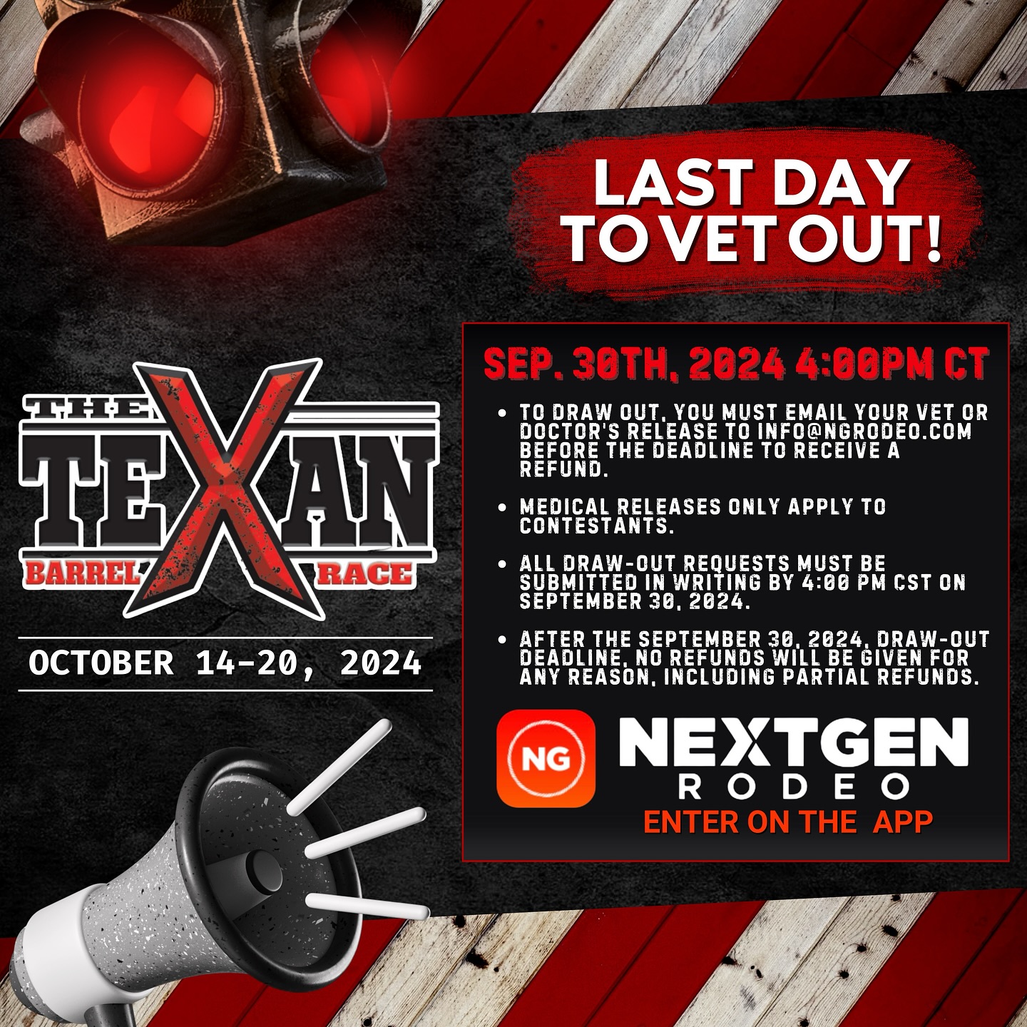 NextGen Rodeo - LAST DAY TO VET OUT for the Texan!!! To... | Facebook
