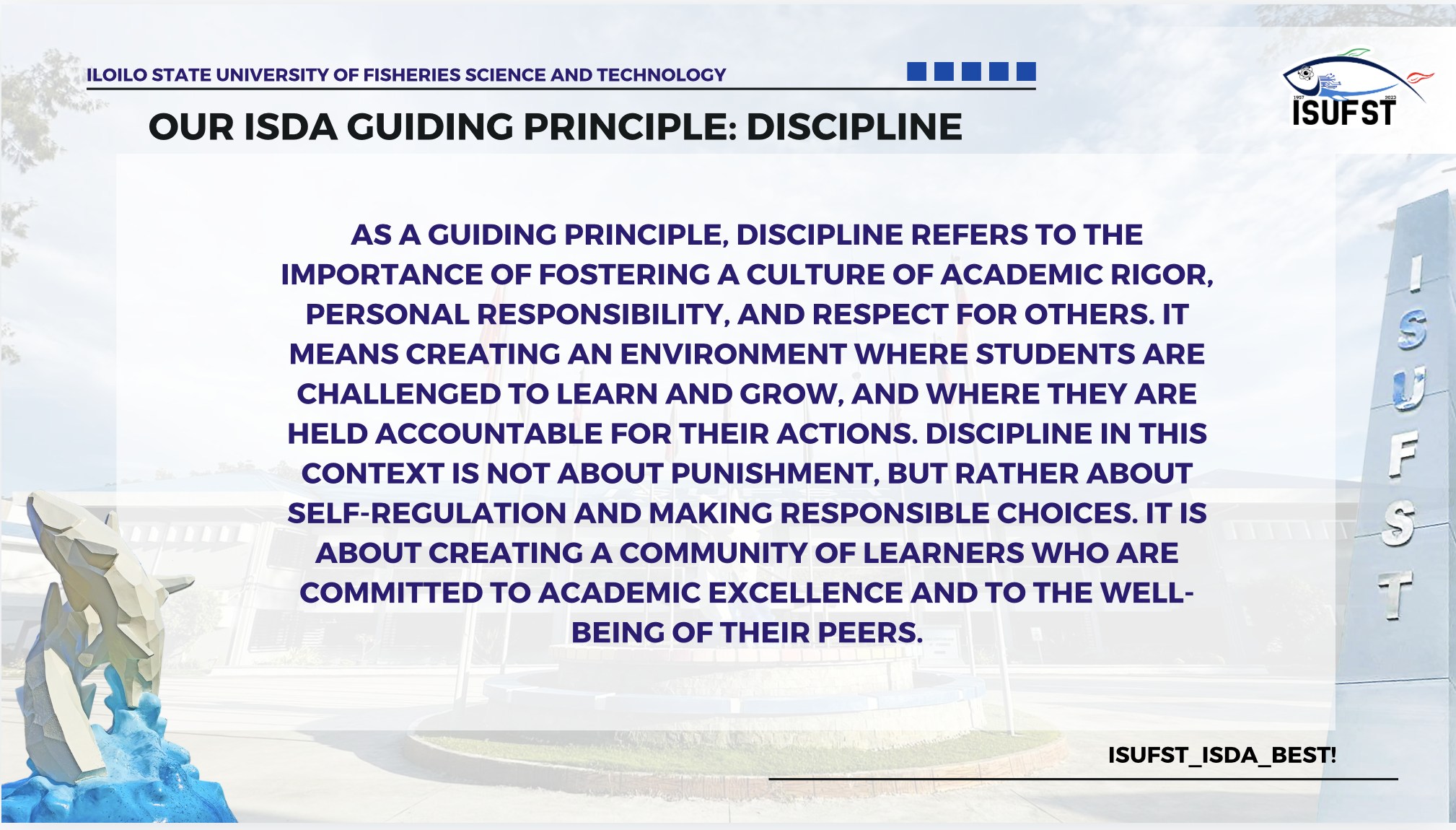 Our Vision, Mission, and ISDA Guiding Principles #isufst_isda_first The ...