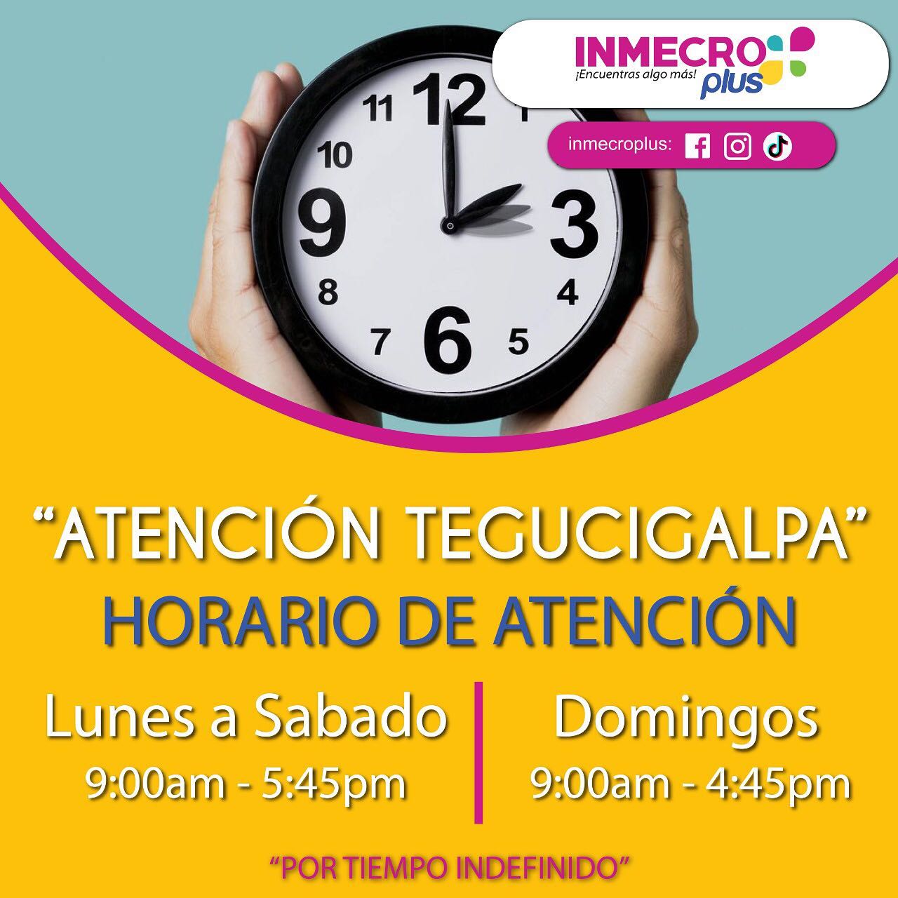 Inmecro Plus - 📌IMPORTANTE TEGUCIGALPA: HORARIO DE... | Facebook
