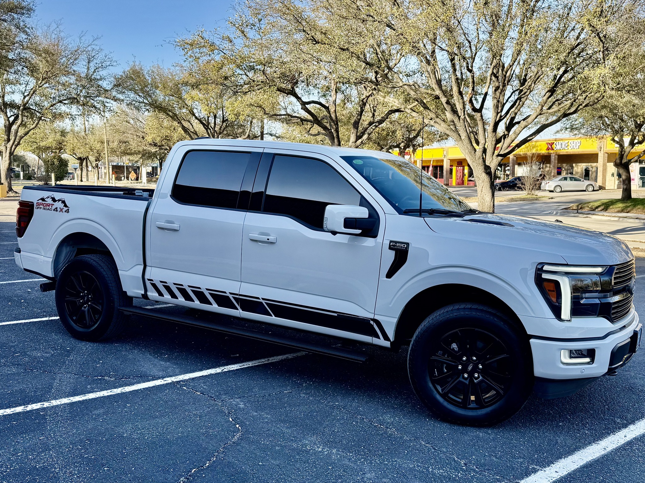 For 2021-2022+ Ford F150 Front Bumper & Grille Cover Trim - White ABS Plastic, 2-Piece Set