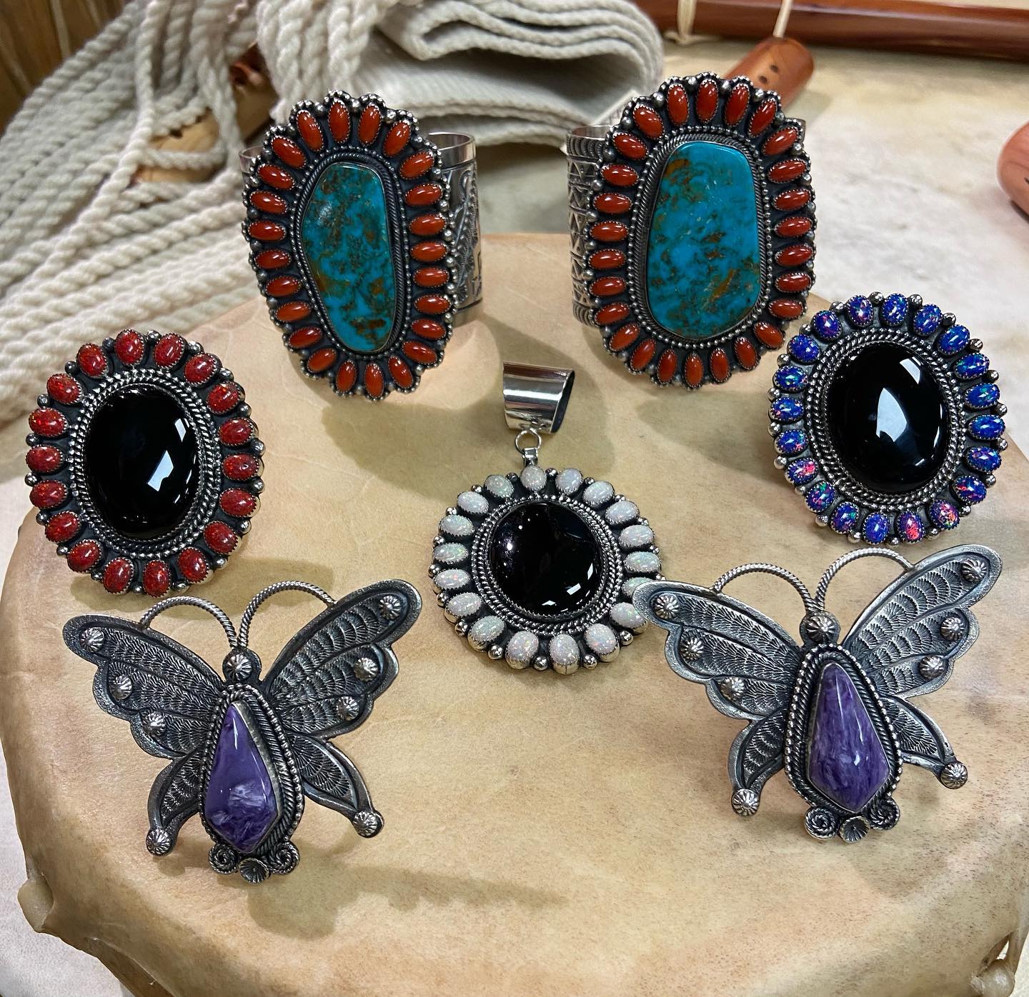 Hopi silver butterfly ring by Ruben Saufkie