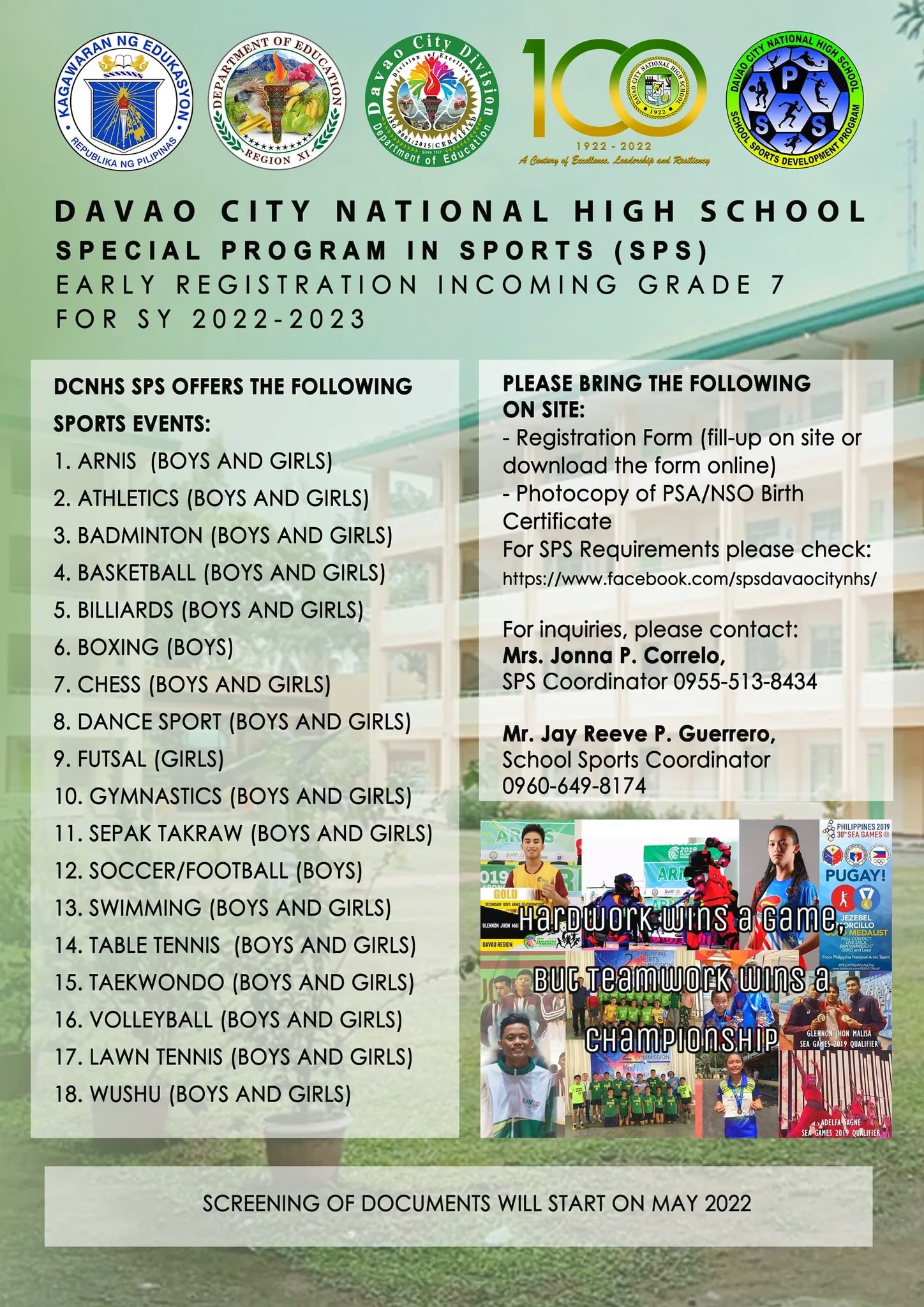 Davao... - Special Program in Sports SPS - Davao City NHS | Facebook