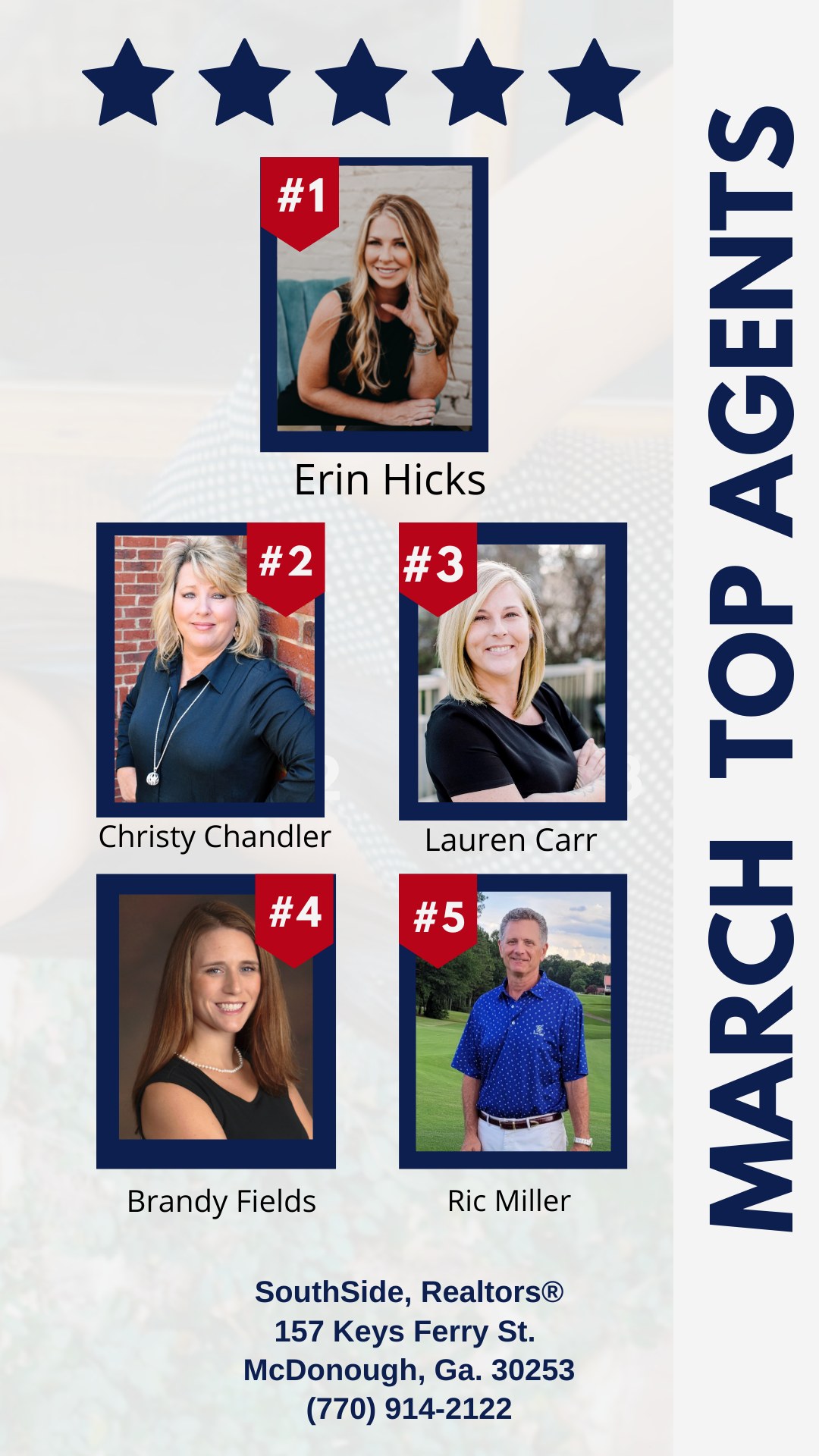 Congratulations to our Top 5 Agents... - SouthSide Realtors