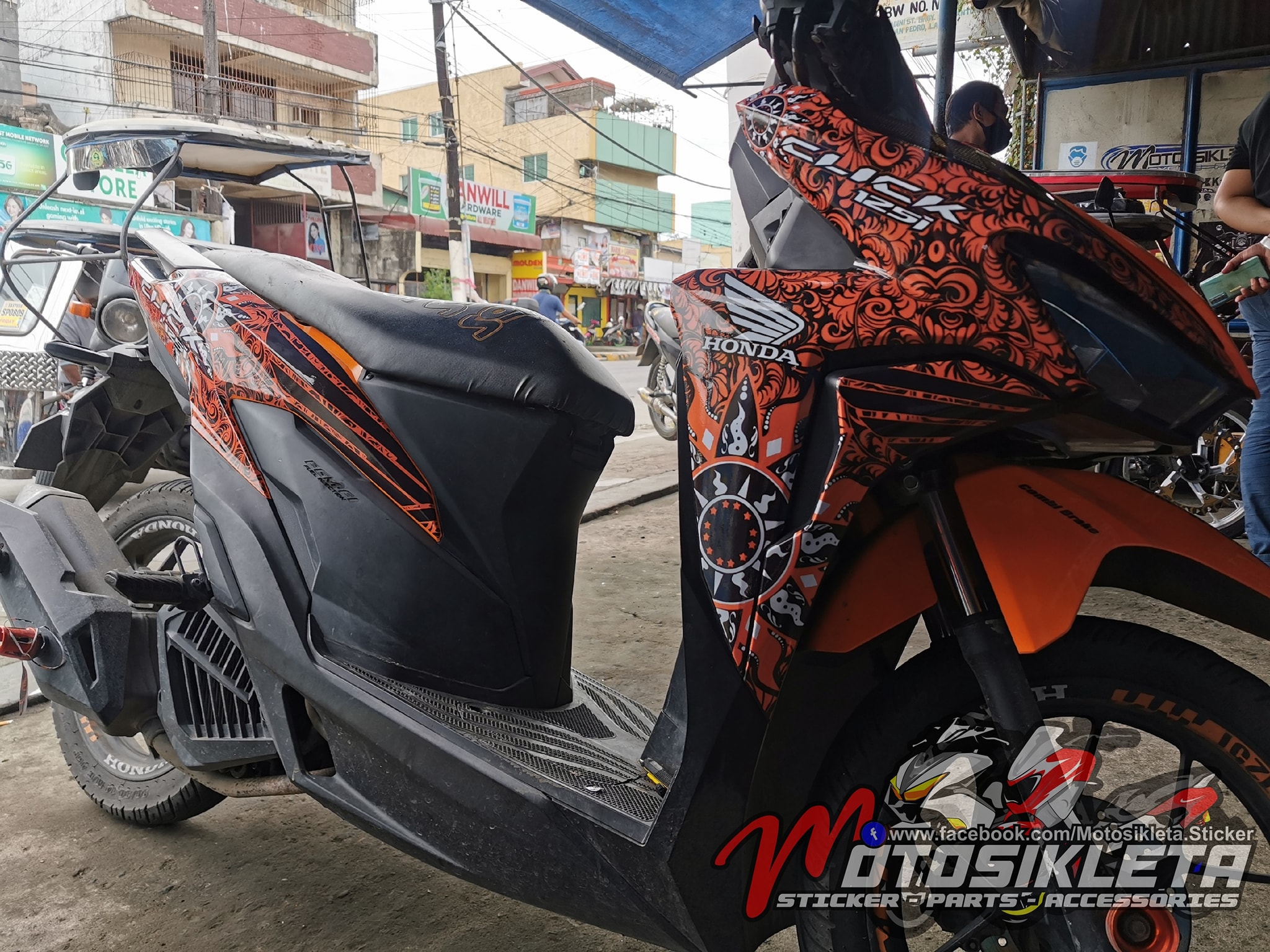 Honda Click Custom floral wrap decals. - Motosikleta Sticker